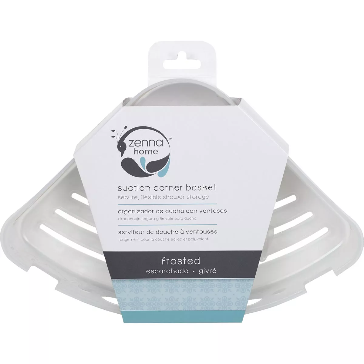 Zenna Home Frosted Finish Suction Corner Bathroom Shelf