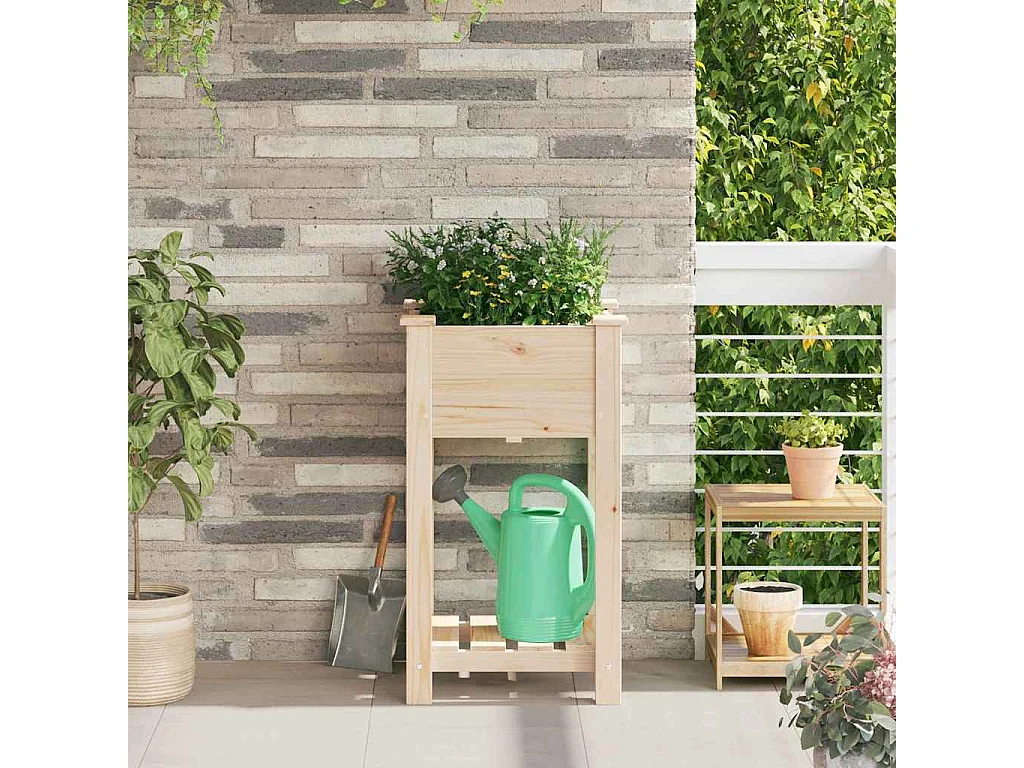 Cache-pot de jardin | Jardinière avec étagère Beige 45 x 45 x 76.5 cm