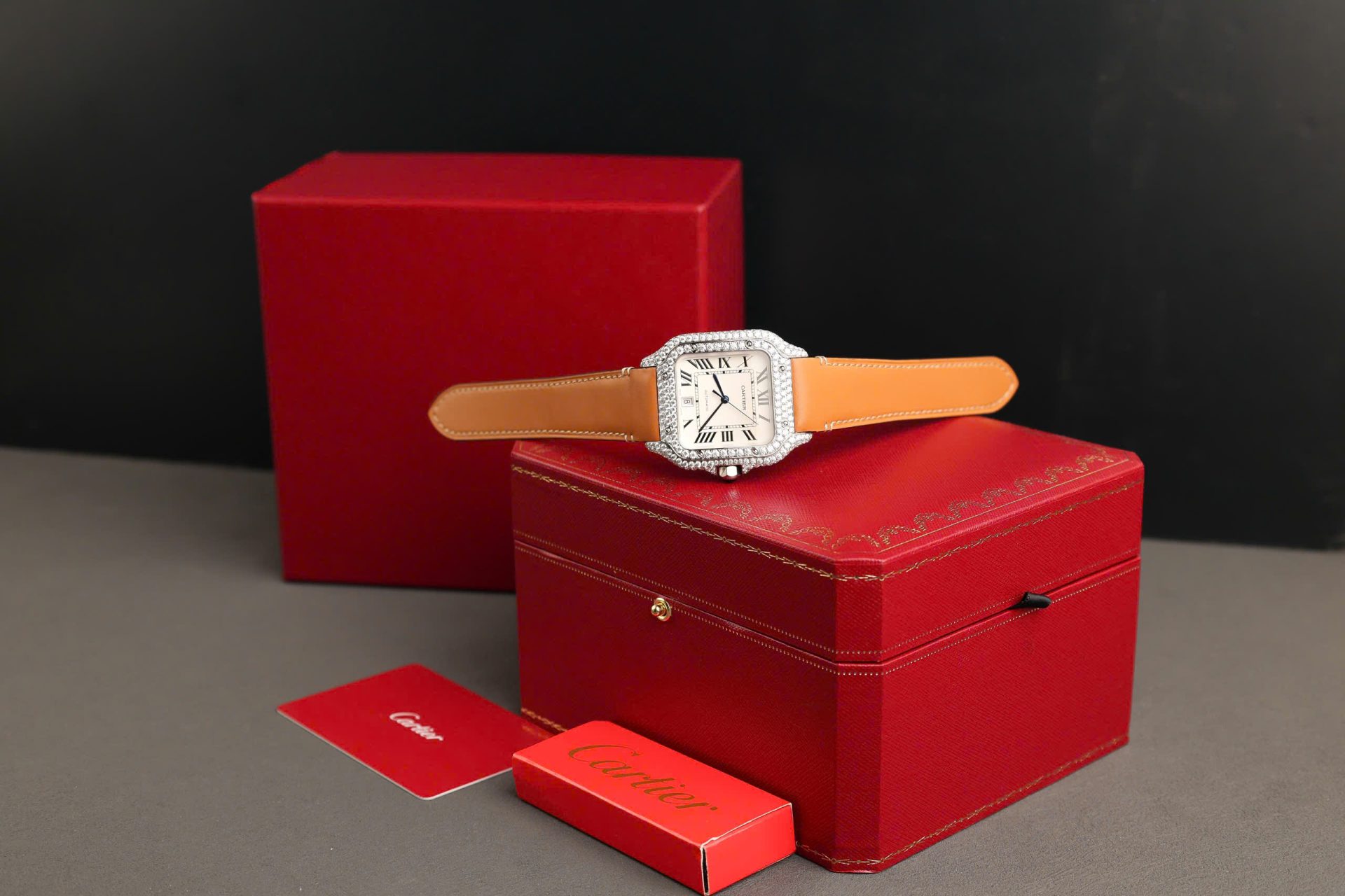Cartier Santos White Dial Replica Watch Custom Diamonds Moissanite BV Factory 39.8mm - Elite Watch Atelier