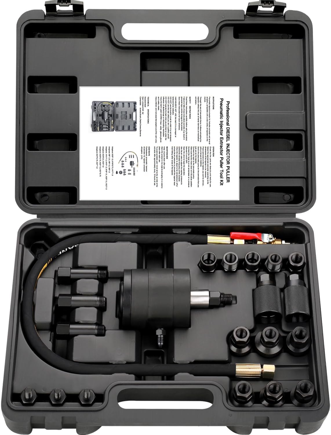 Pneumatic Injector Puller Set Compatible with Diesel Engines 23 PCS Air Vibration Injector Removal Tool Kit