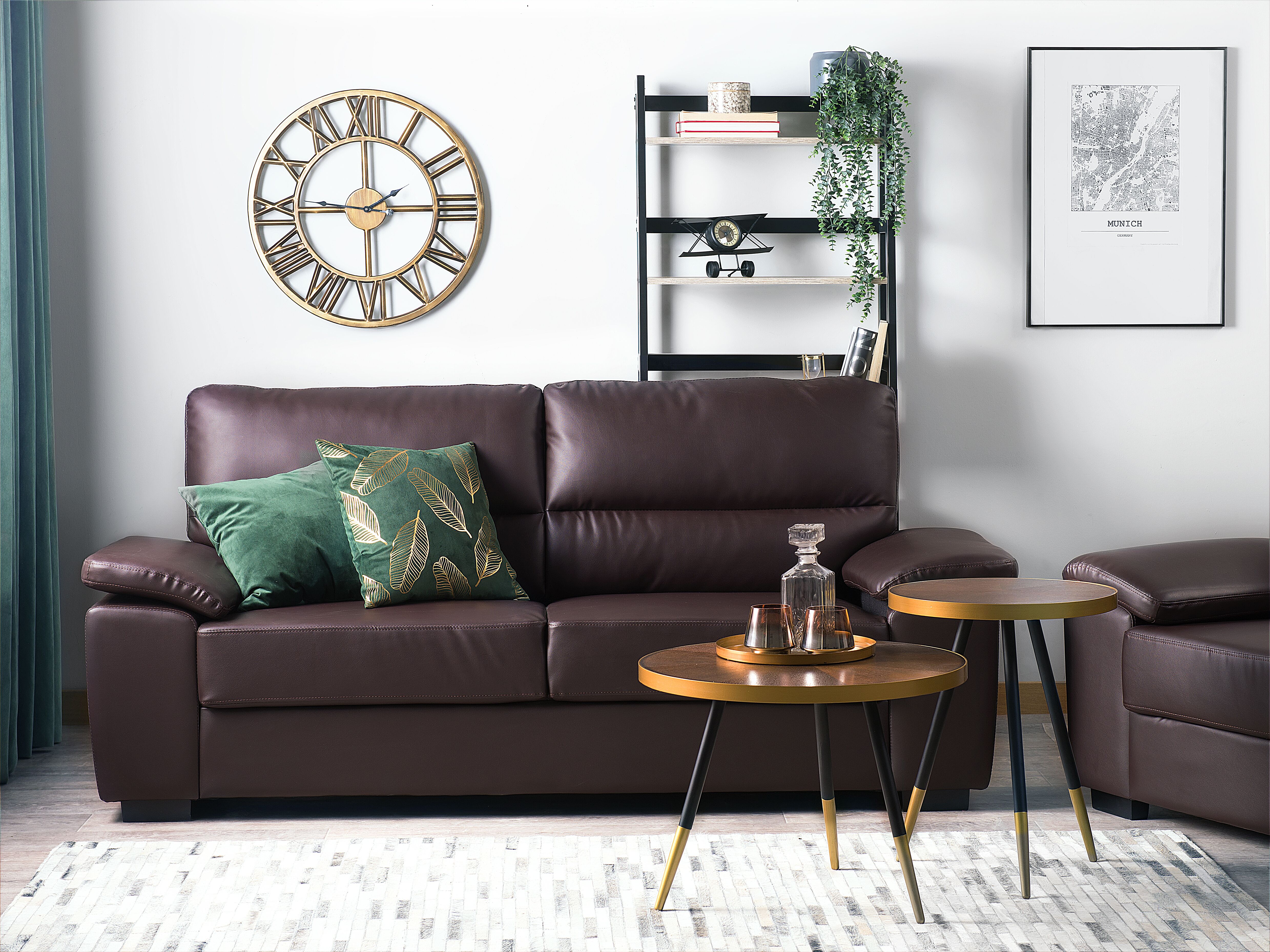 Sofa 3 Seater VOGAR Faux Leather Dark Brown