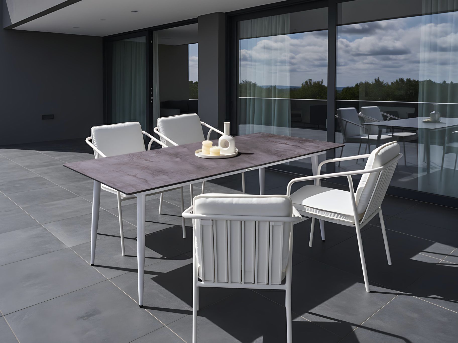 Garden Dining Table TOLENTINO 180 cm 90 cm Stone Effect Grey