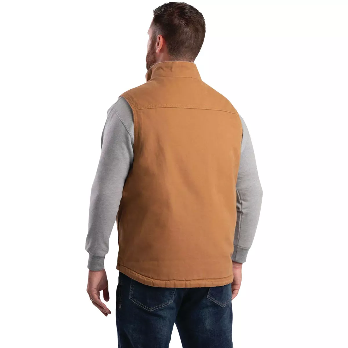 Berne Heartland Men's XL Brown Sherpa-Lined Washed Duck Vest