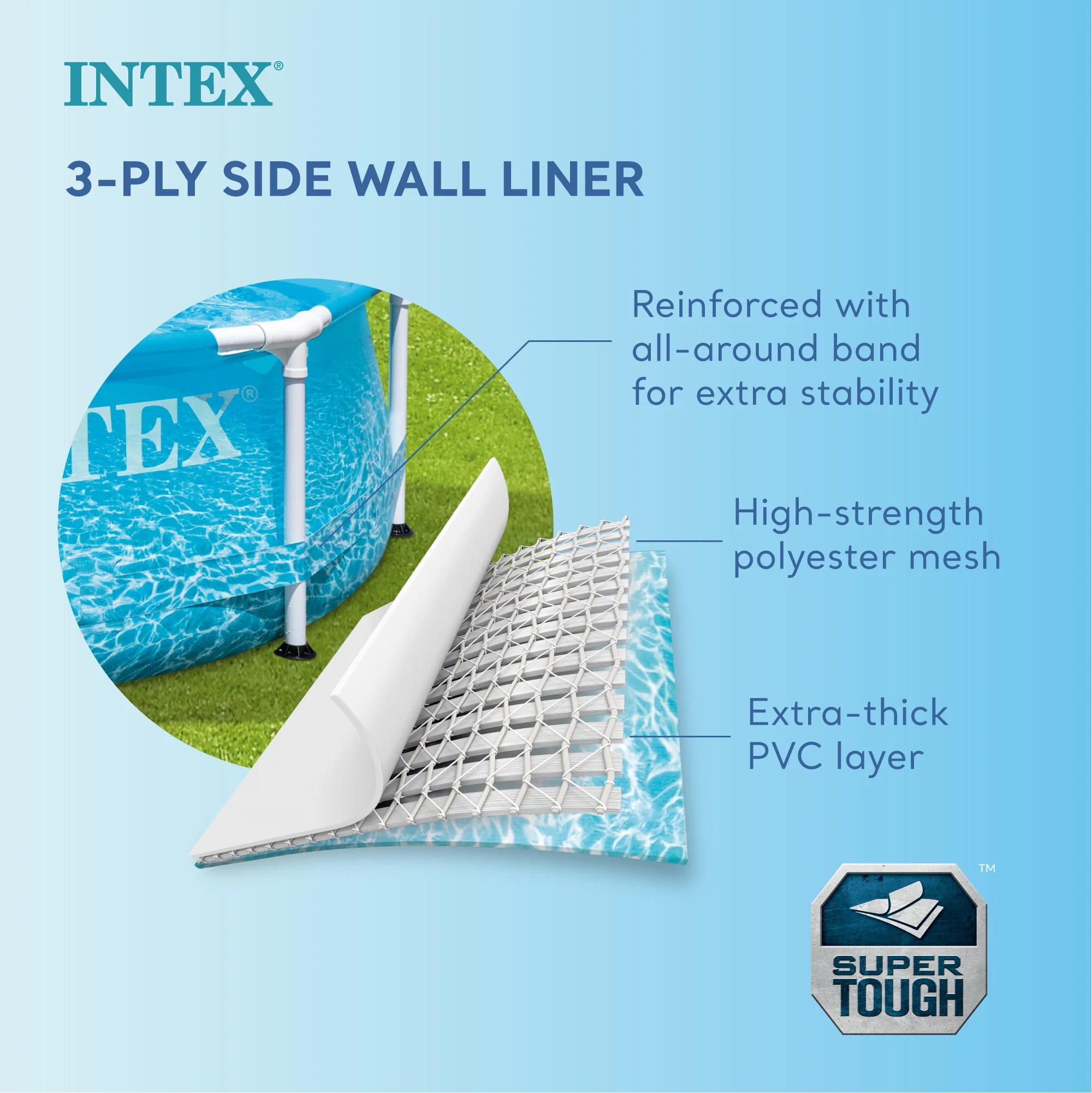 INTEX Round Metal Frame 10ft x 30in Above Ground Swimming Pool Set, Blue - Image 6