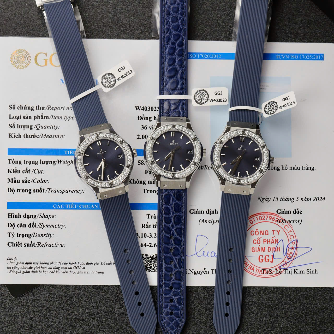 Hublot Classic Fusion Titanium Dial Blue Replica Watch Custom Moissanite Diamonds 33mm - Top club