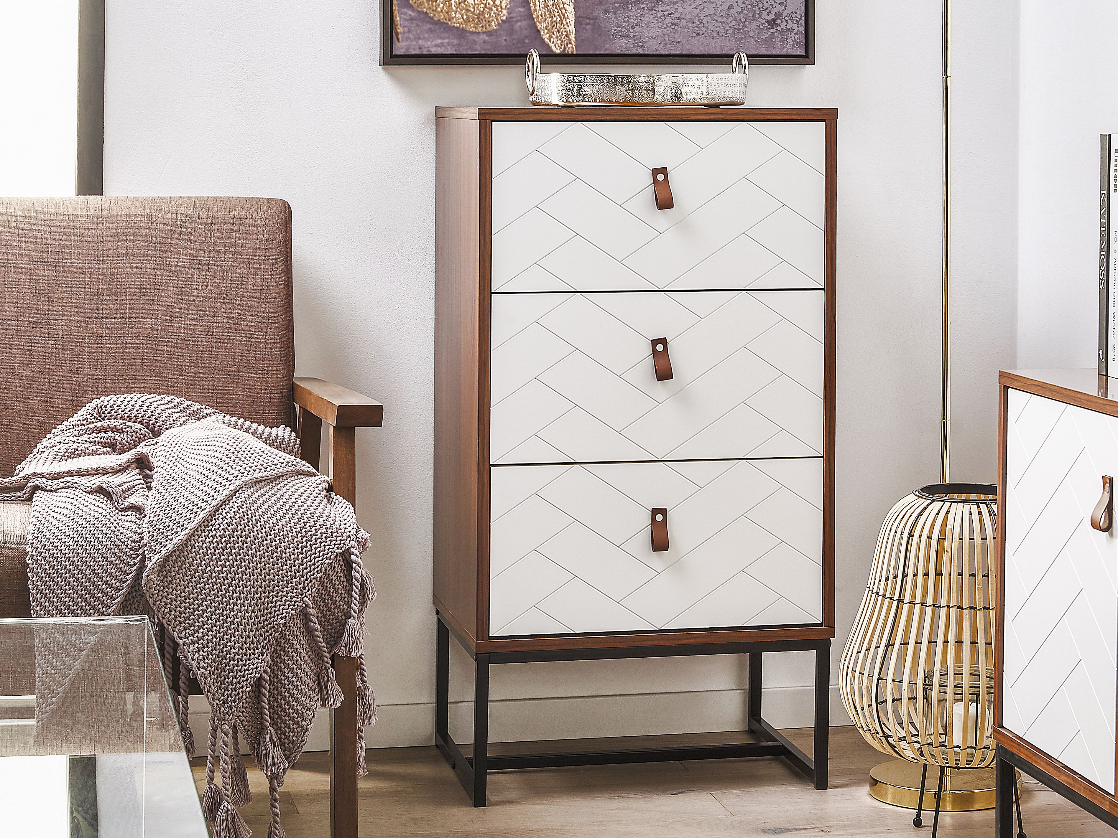 3 Drawer Chest NUEVA Dark Brown/ White