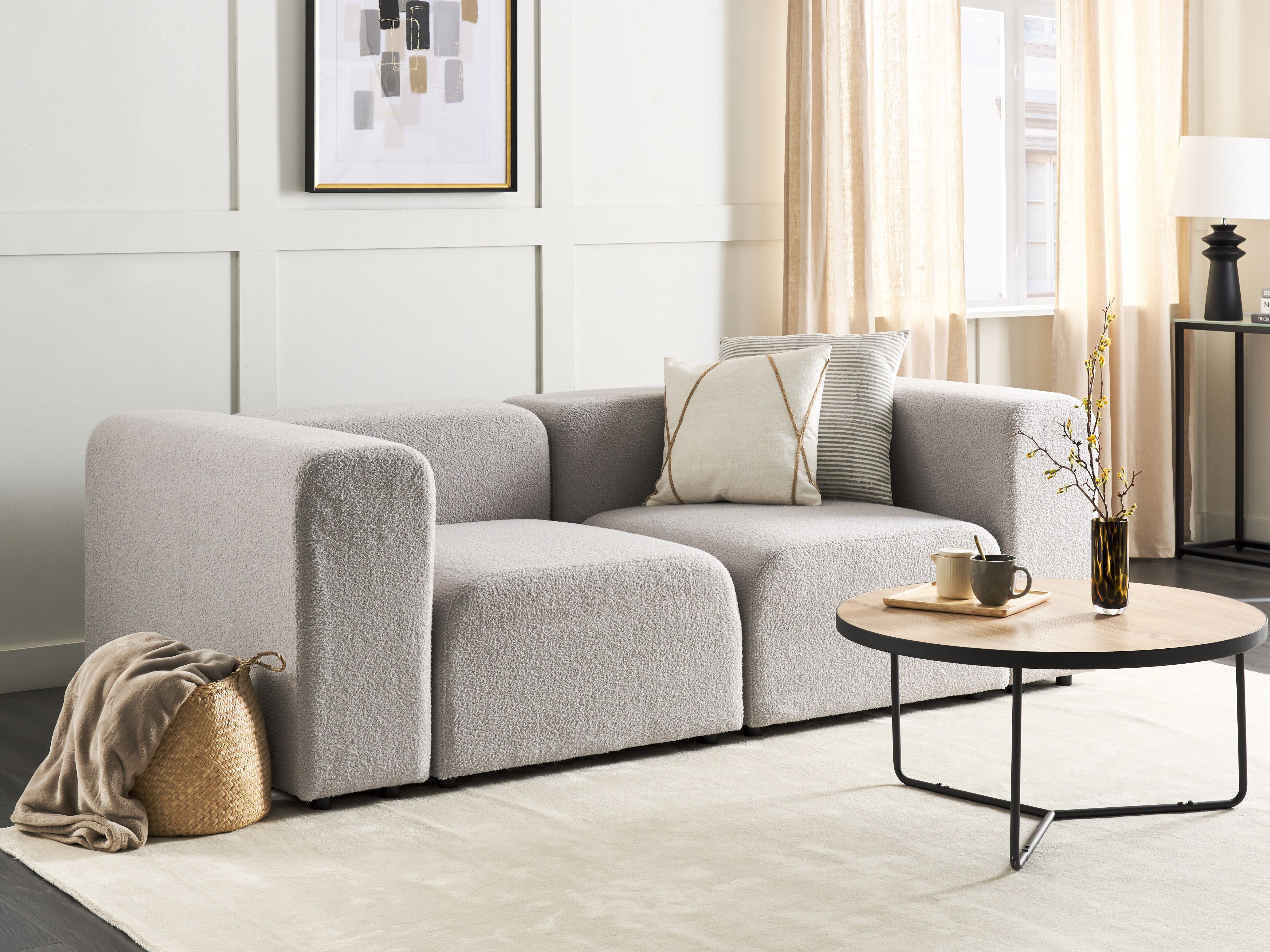 Modular Sofa 2 Seater FALSTERBO Boucle Light Grey