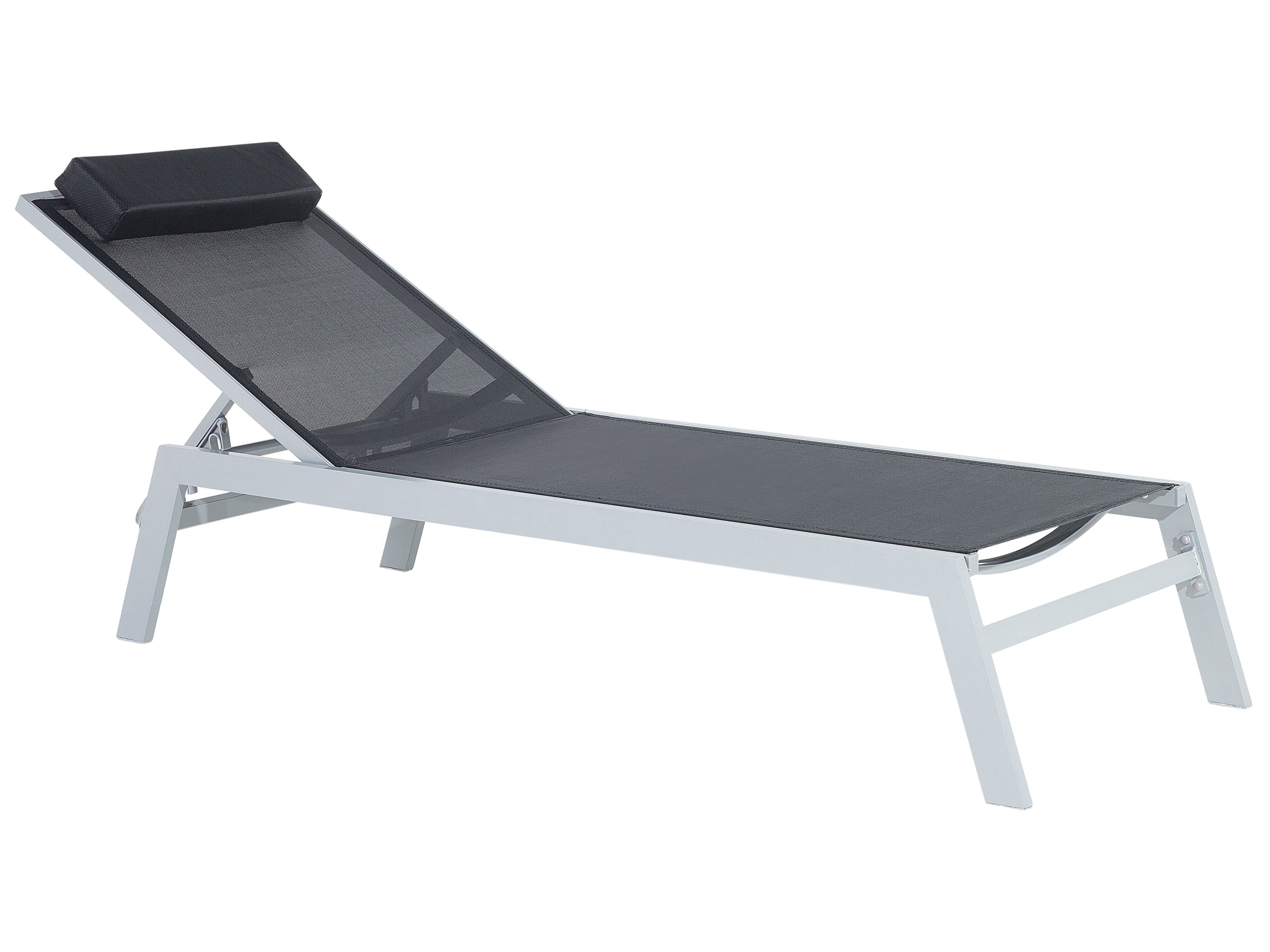 Sun Lounger CATANIA Reclining Metal Black