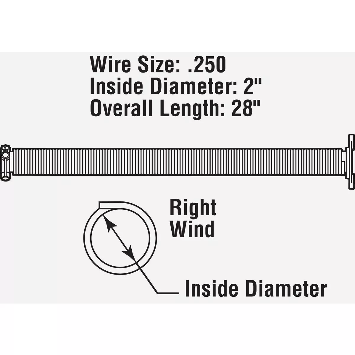 Prime-Line 2 In. x 28 In. Right Wind Garage Door Torsion Spring