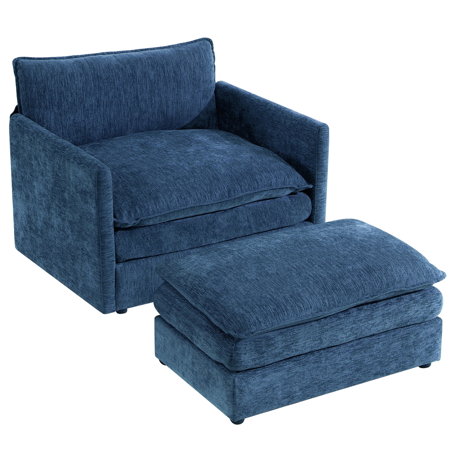 Muumblus Oversized Lounge Chair with Ottoman, Cloud Accent Armchair for Living Room, Beige Chenille - Image 44