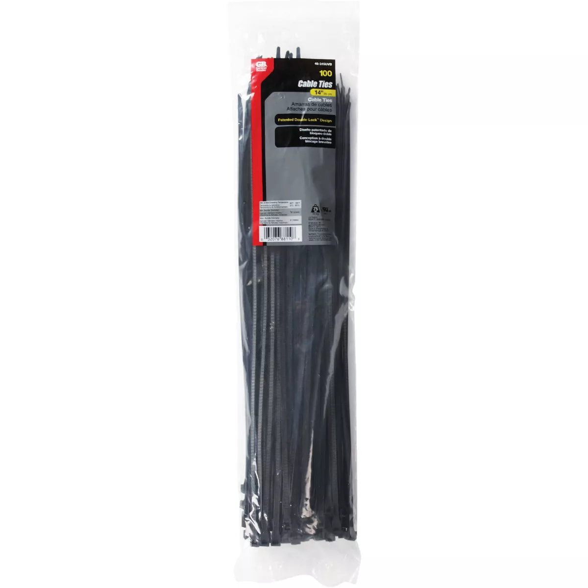 Gardner Bender 14 In. x 0.17 In. Black Nylon Ultra Violet Cable Tie (100-Pack)