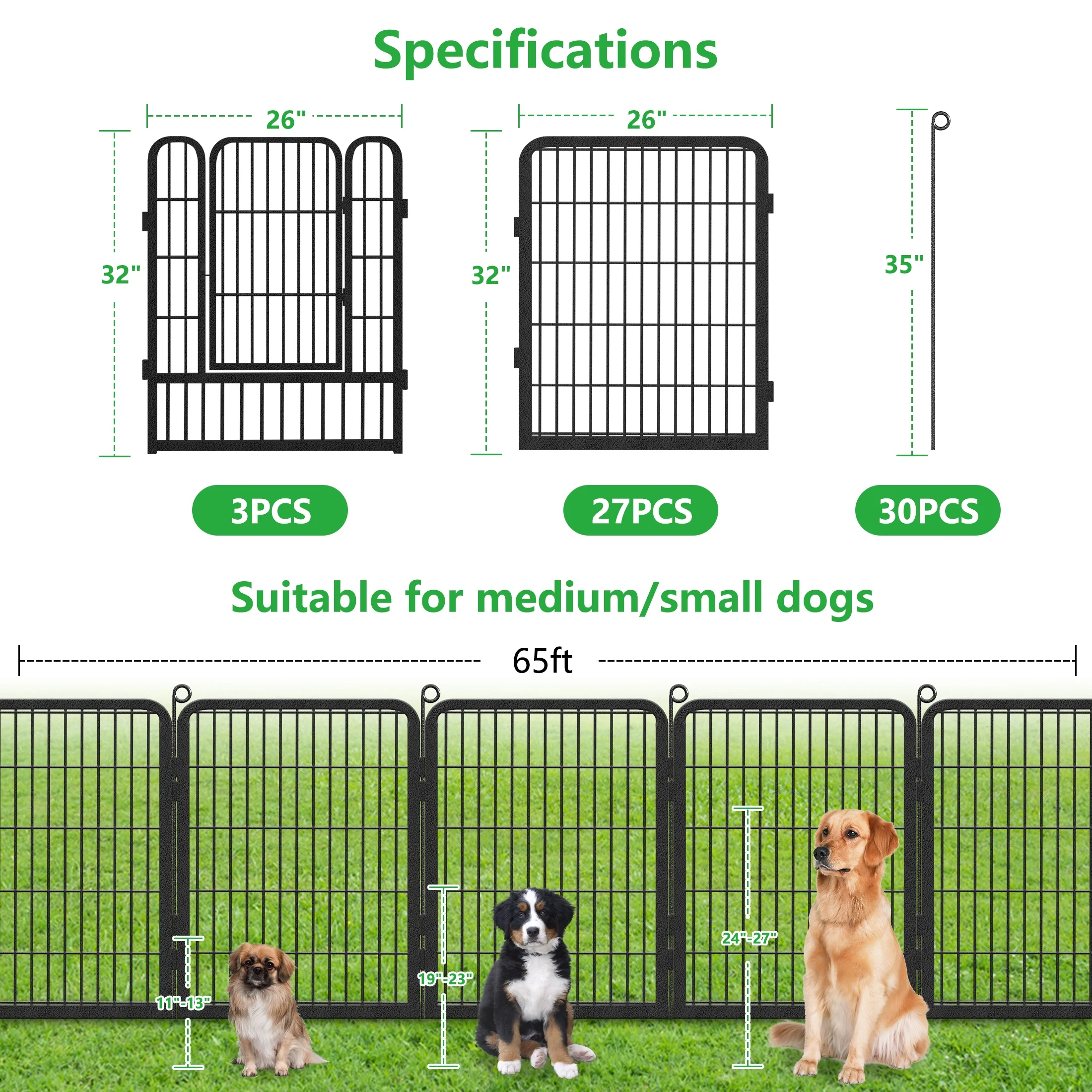 Garden Fence with Gate Fencing No Dig Fence Panels 30ft(L)��32in(H) for Yard Animal Barrier Decorative Garden Fencing for Backyard Patio Garden Fences and Borders for Dogs - Image 9