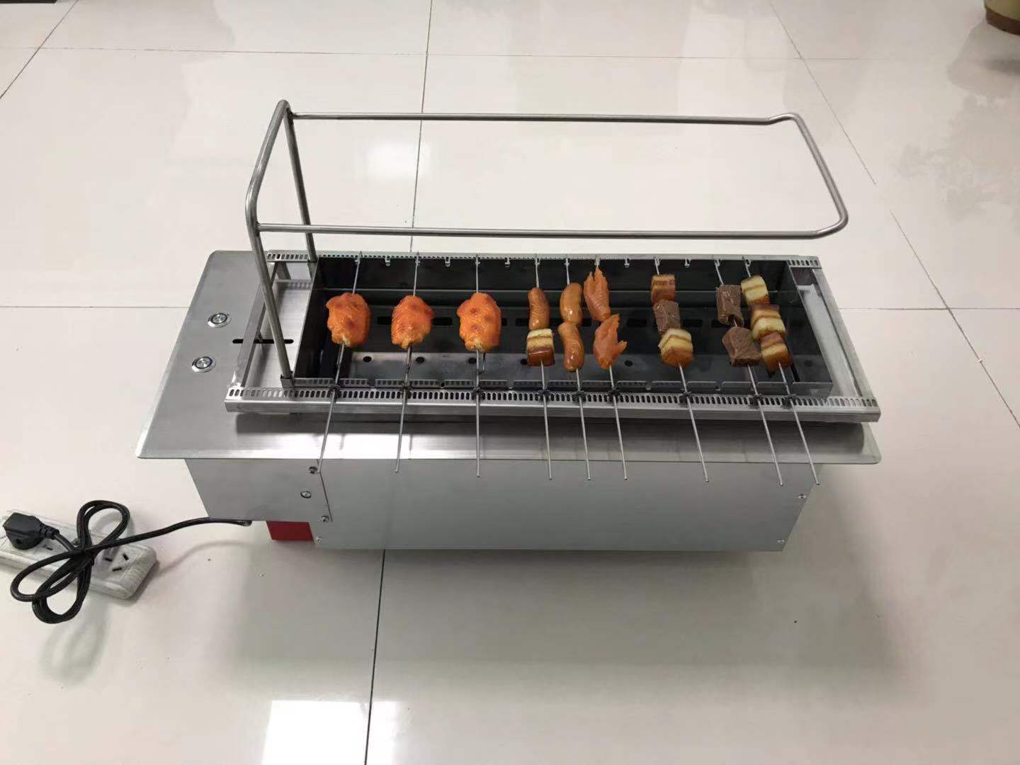 Commercial 220V 110V Push-Pull Electric Rotating Restaurant Barbecue Skewer Grill Machine Automatic Rotating Charcoal Bbq Grill