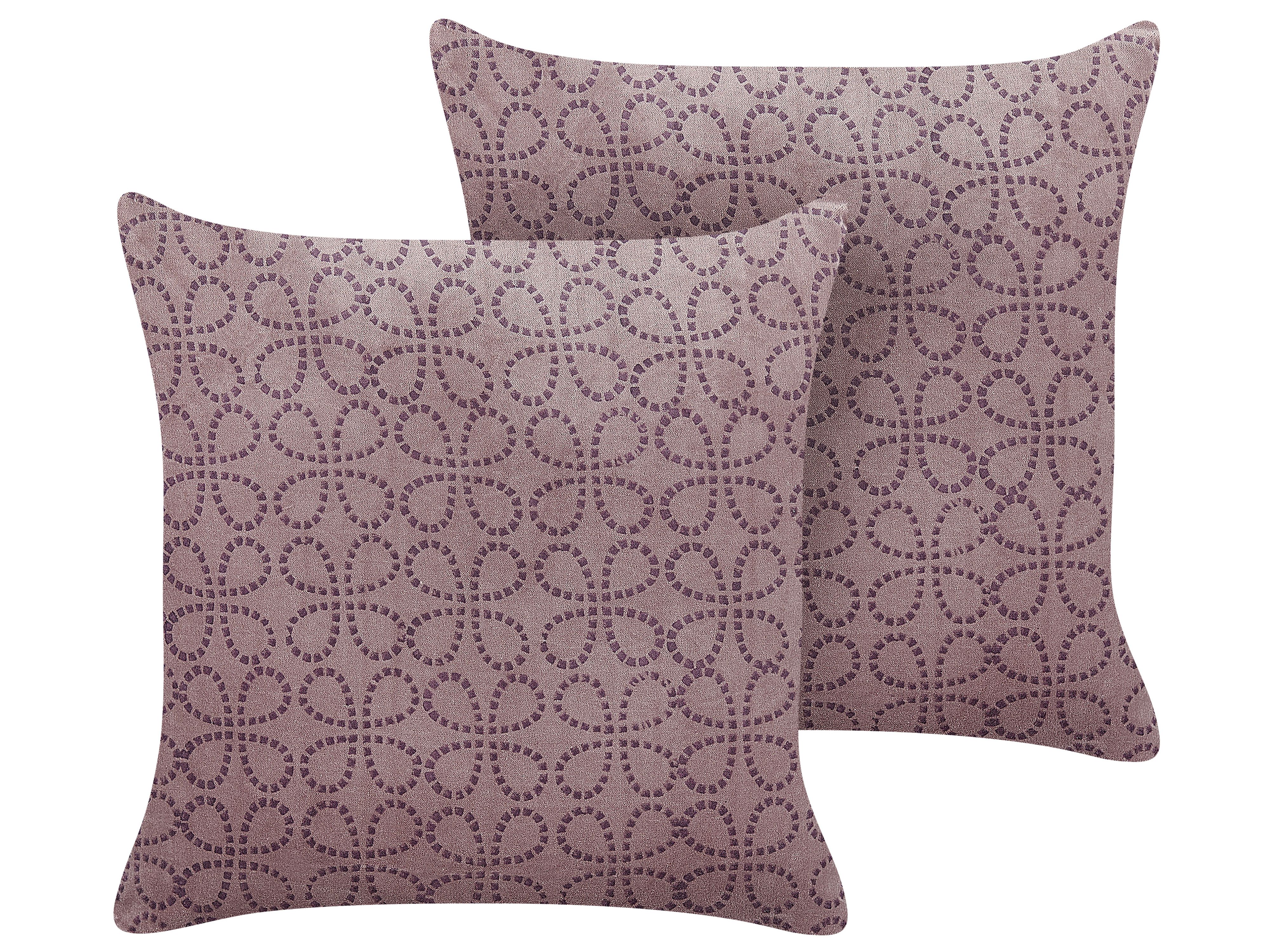 Set of 2 Decorative Cushions LARKSPUR Velvet 45 x 45 cm Pink Geometric Pattern