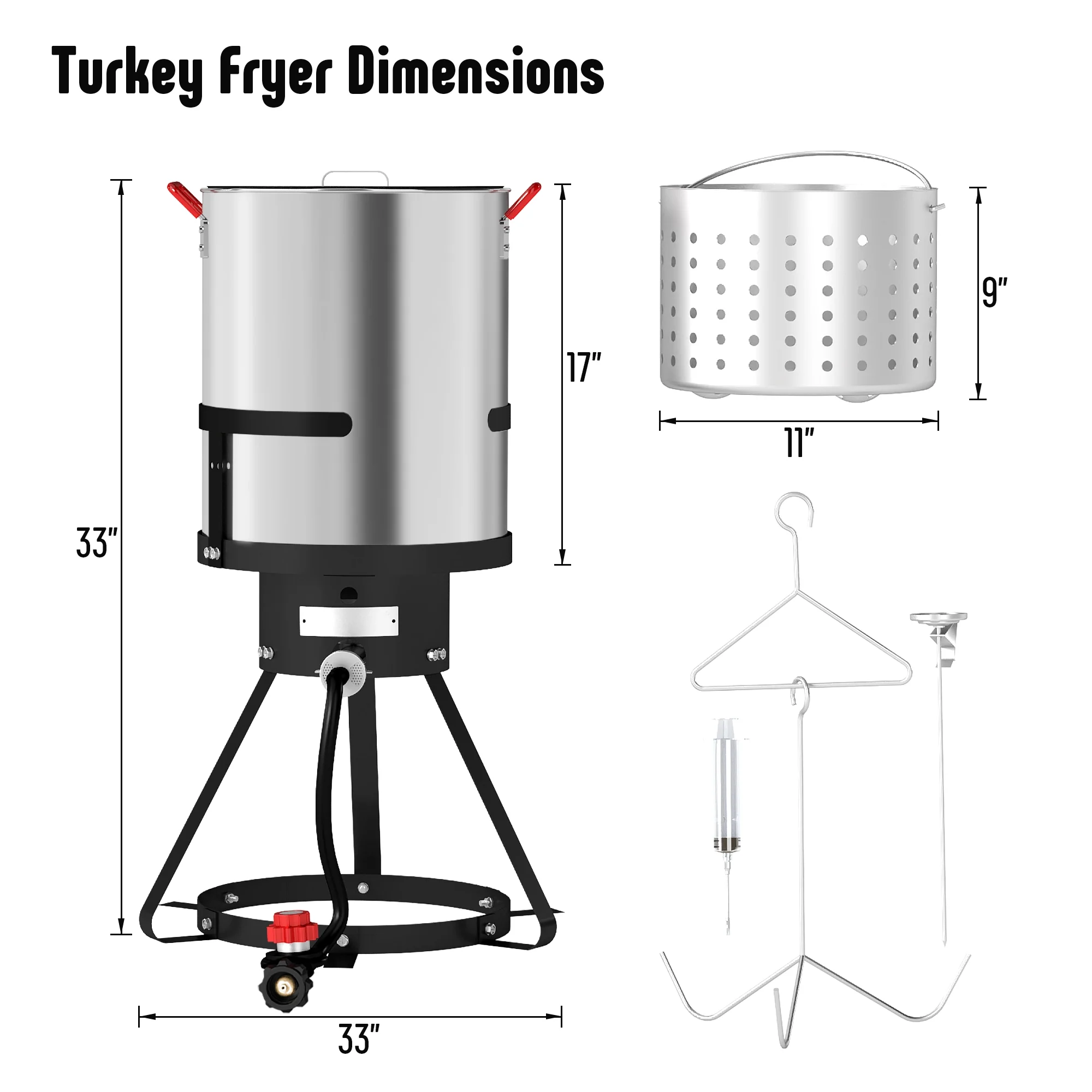 Feasto Outdoor Deep Fryer Turkey Fryer Set 30QT with Perforated Basket, Turkey Rack, Lifting Hook,Thermometer