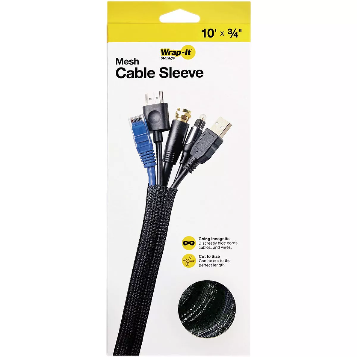 Wrap-It Storage 10 Ft. x 3/4 In. Black Mesh Cable Sleeve