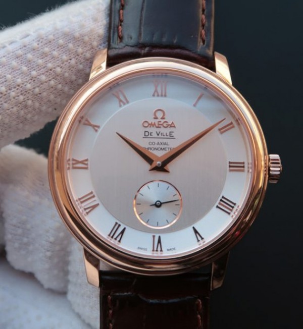 Replica Omega MKF De Ville 39mm RG Co-Axial White Dial Brown Leather Strap A2202 - Top club