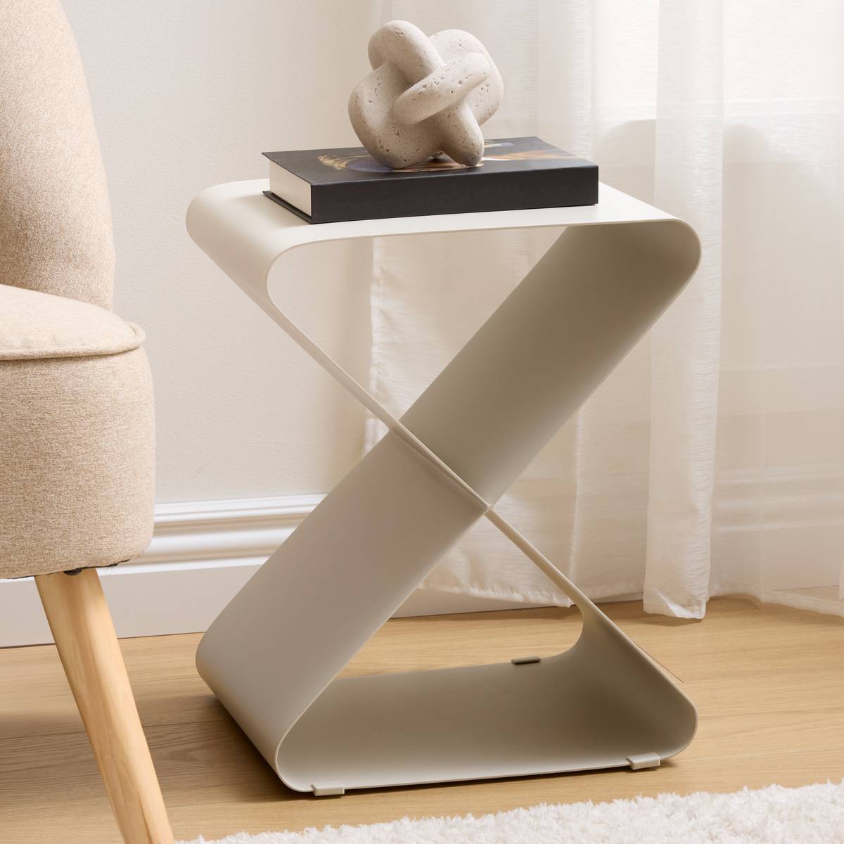 Side Table "Elder" Beige, 35.5x30 cm