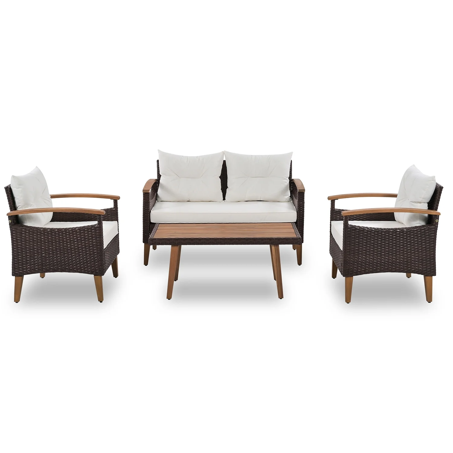 Topcobe Patio Seating Set with Cushions, 4-Piece Garden Furniture, Beige - Image 4