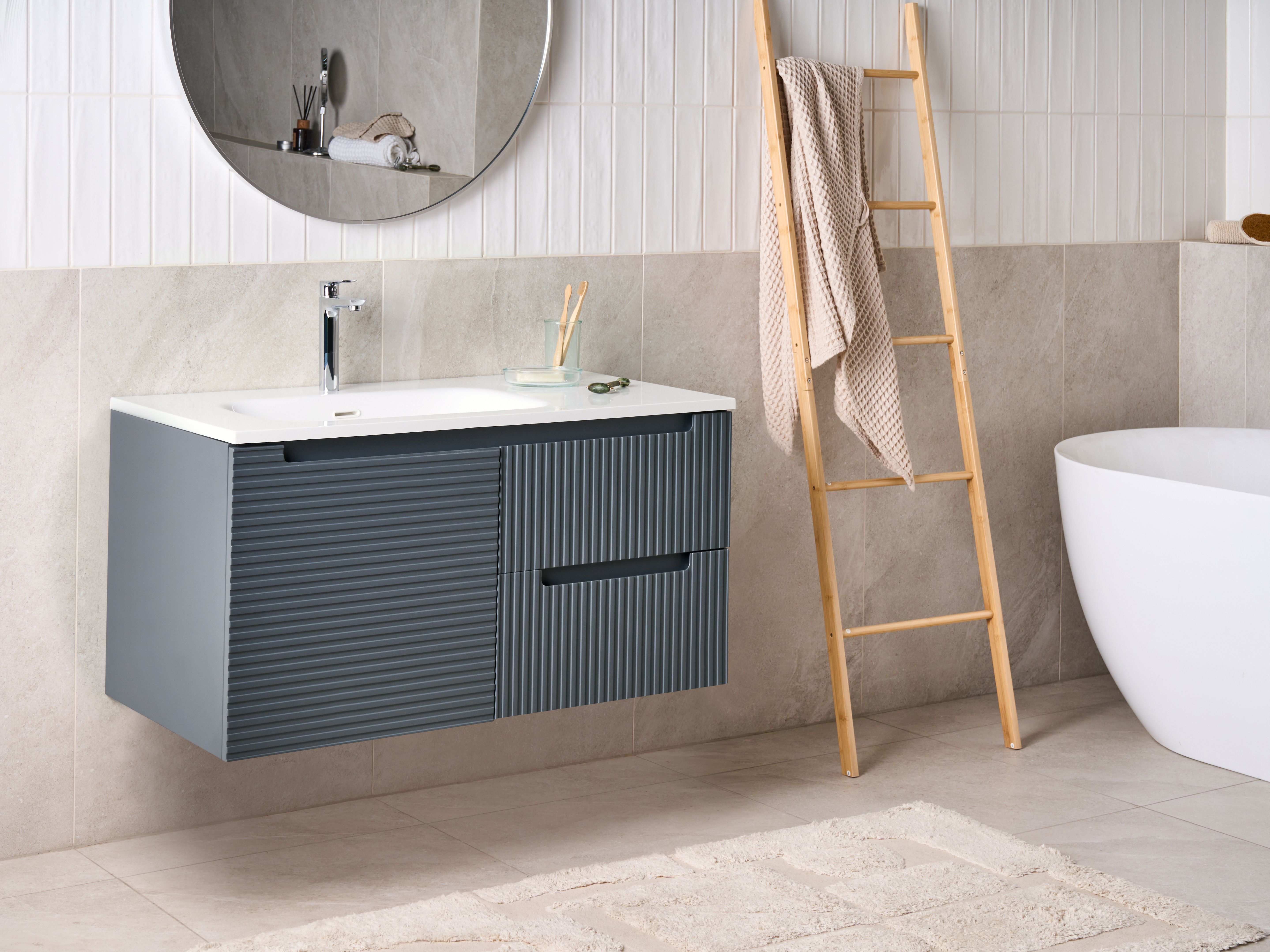 Wall Mounted Vanity Unit with Basin VALA Graphite Grey
