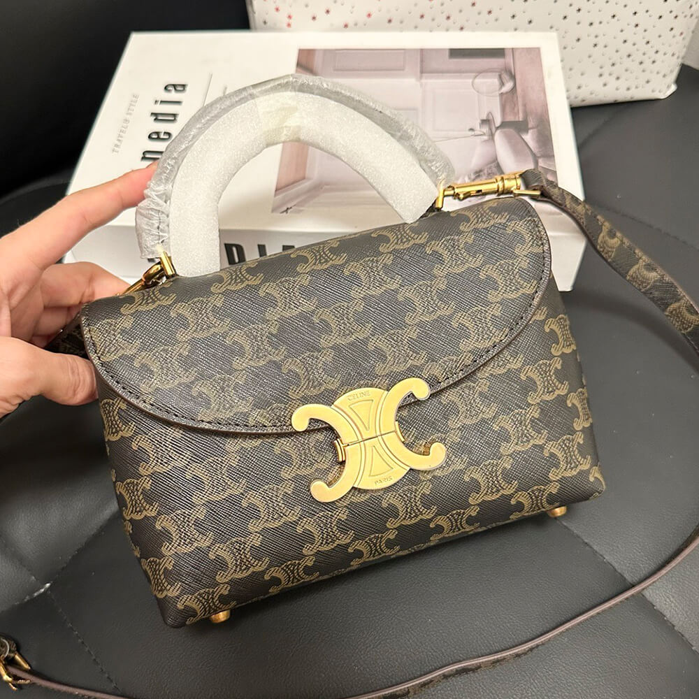 Celine Teen Nino Bag in Triomphe Canvas1:1High-quality replica
