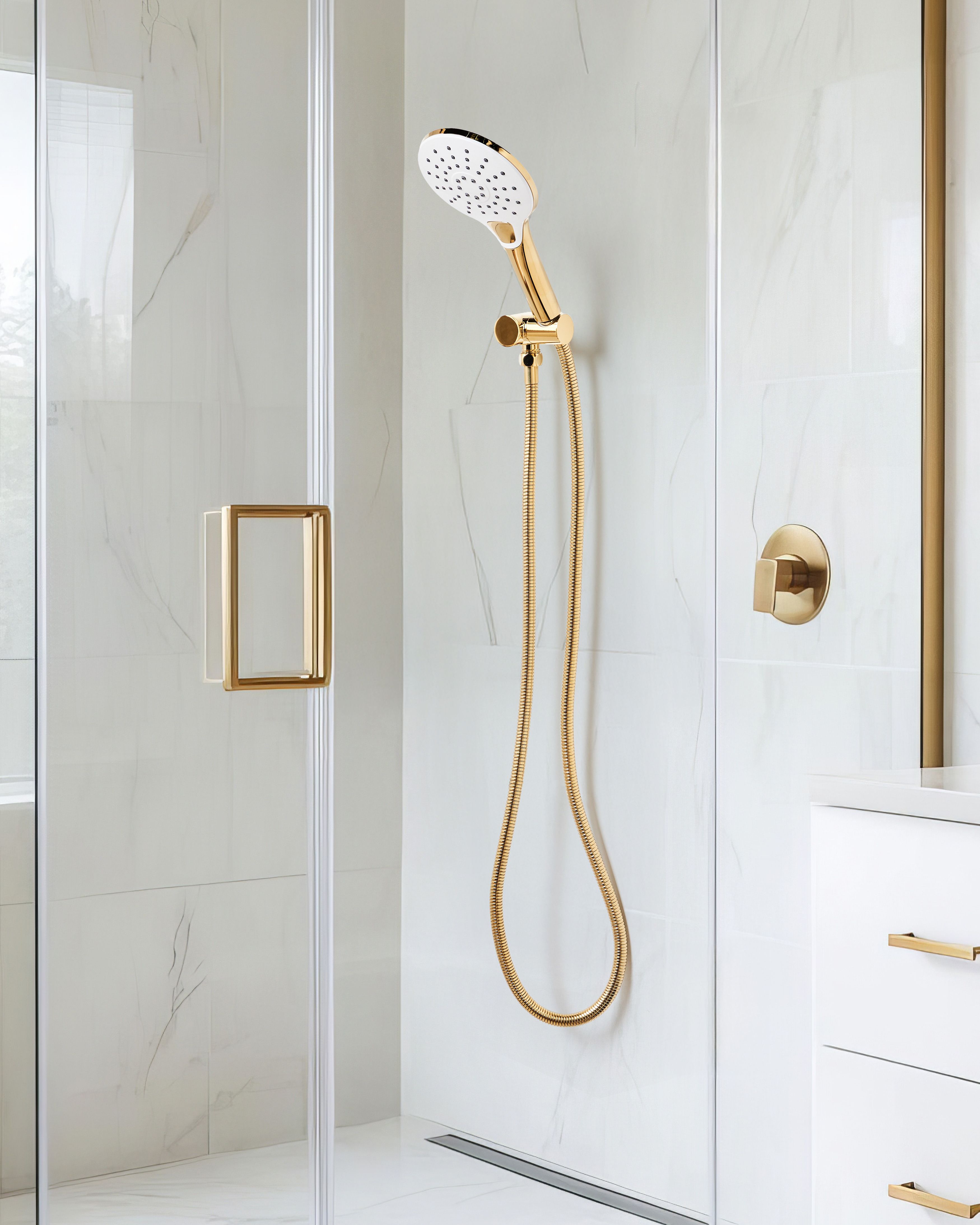 Shower Head and Hose Kit IQUIRA 4-function Gold