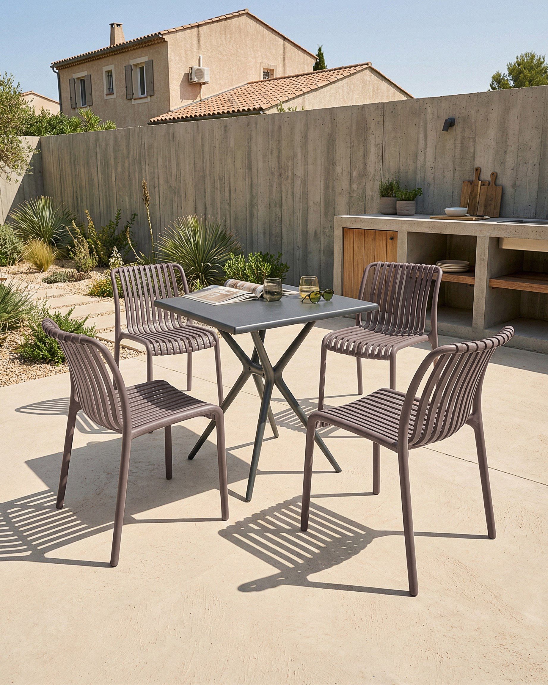 Set of 4 Garden Chairs ARICCIA Brown