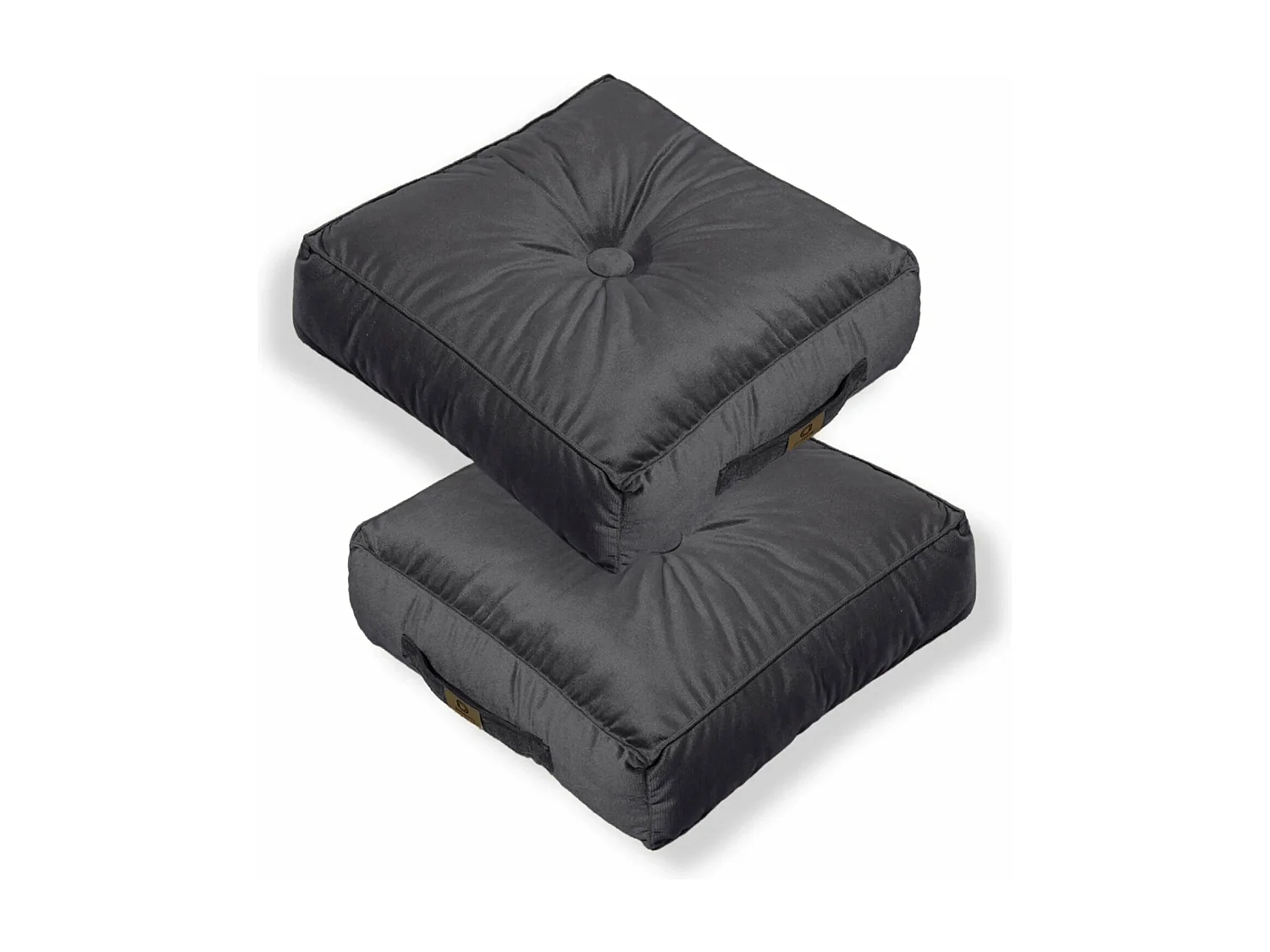 Pouf en velours 50 x 50 x 14 cm ensemble de 2 - gris foncé