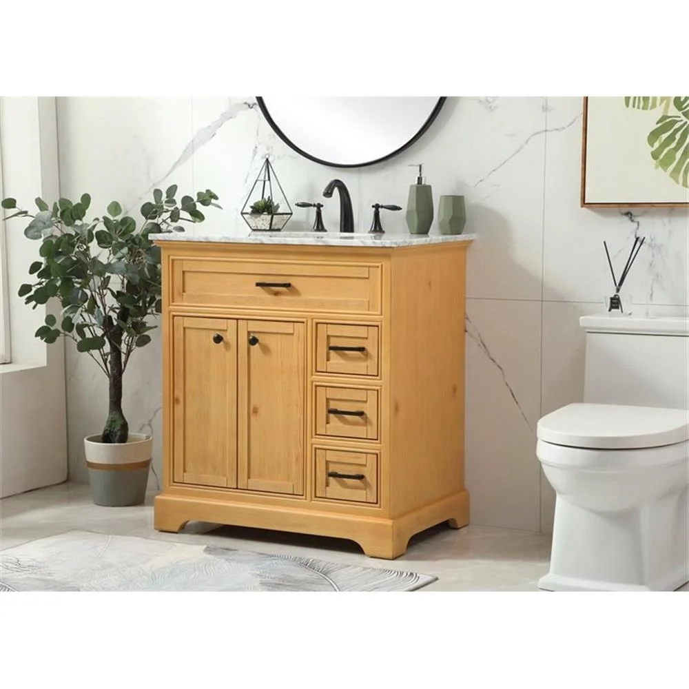 Elegant Kitchen and Bath 32 inch Single bathroom vanity in natural wood