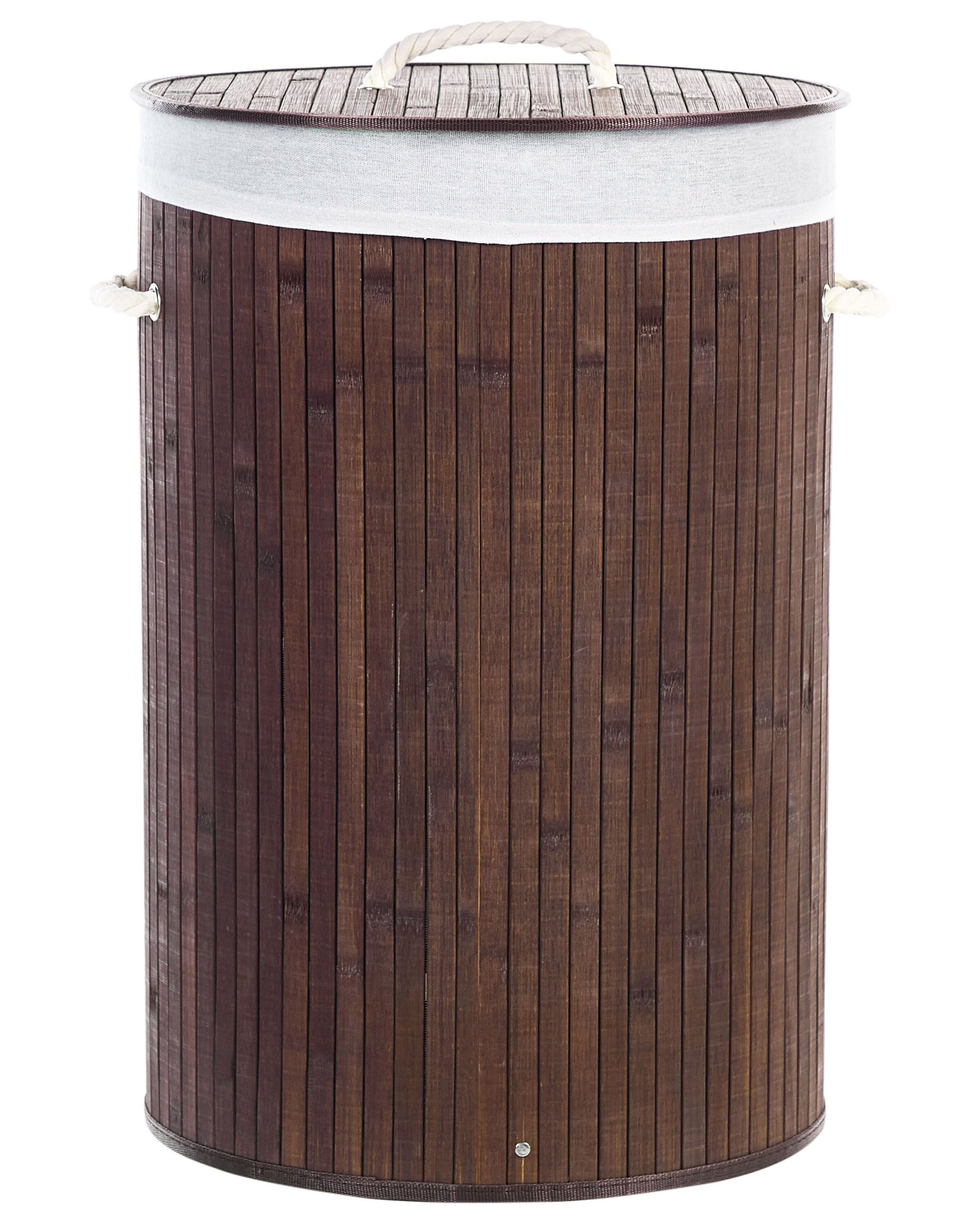 Laundry Basket SANNAR Bamboo Dark Brown 75 L