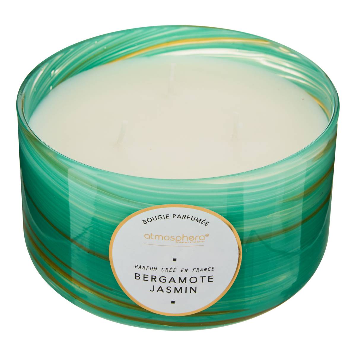 Scented Candle Round "Wavy" Floral scent, Bergamot and Jasmine, 540g