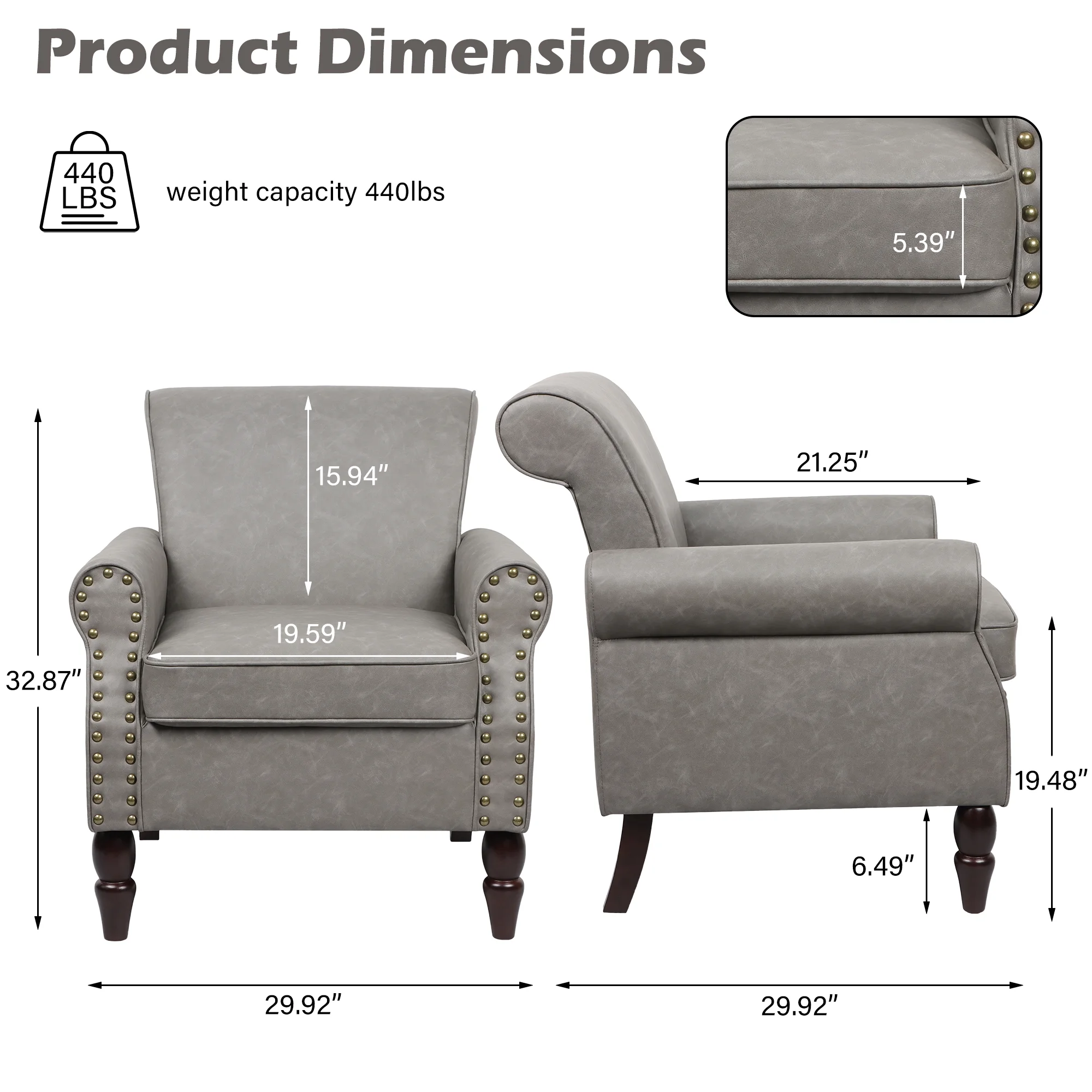 DREAMSIDEA Accent Chairs Upholstered Pattern Morden Armchair Comfy Linen Fabric Single Sofa for Living Room, Pattern White - Image 18