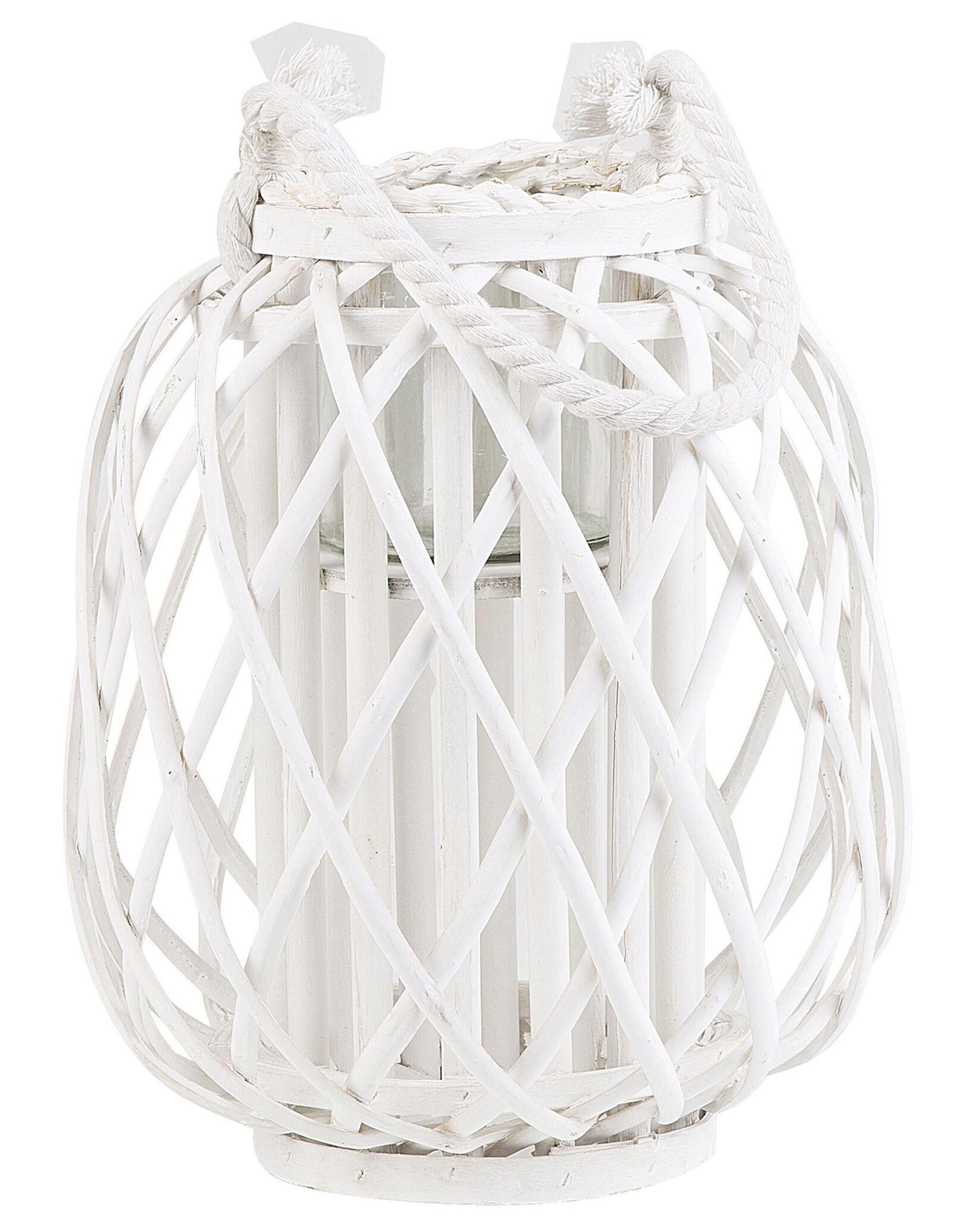 Lantern MAURITIUS Willow Wood 30 cm White