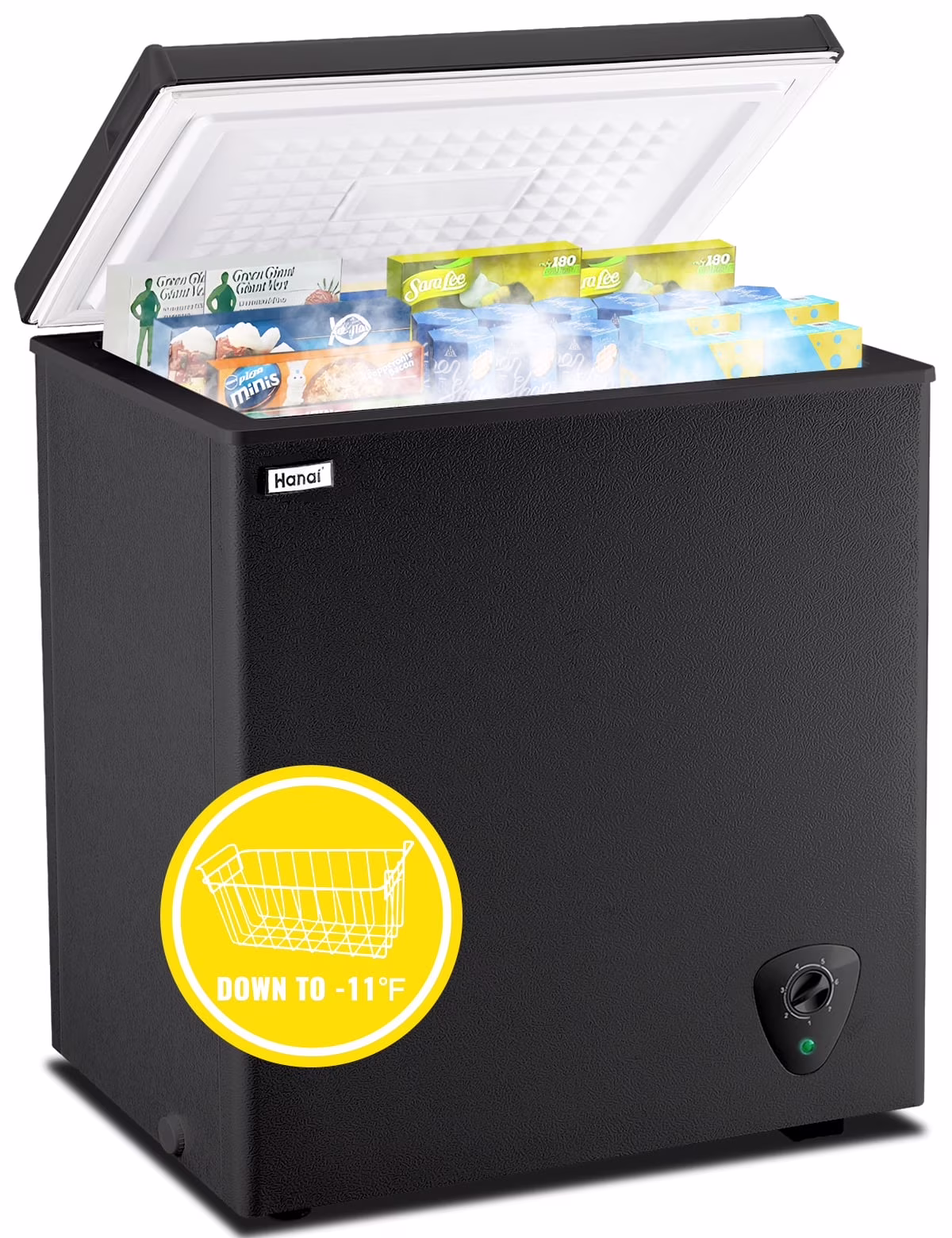 WANAI 3.5 Cu.ft Chest Freezer Small Deep Freeze with 7 Gears Temp Control Office Dorm Kitchen White - Image 3