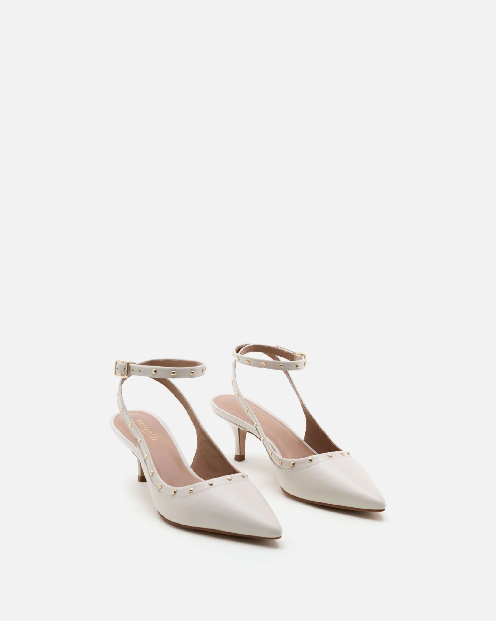 ESCARPINS ALICE/CLOUS - En cuir cloutées à bride écru