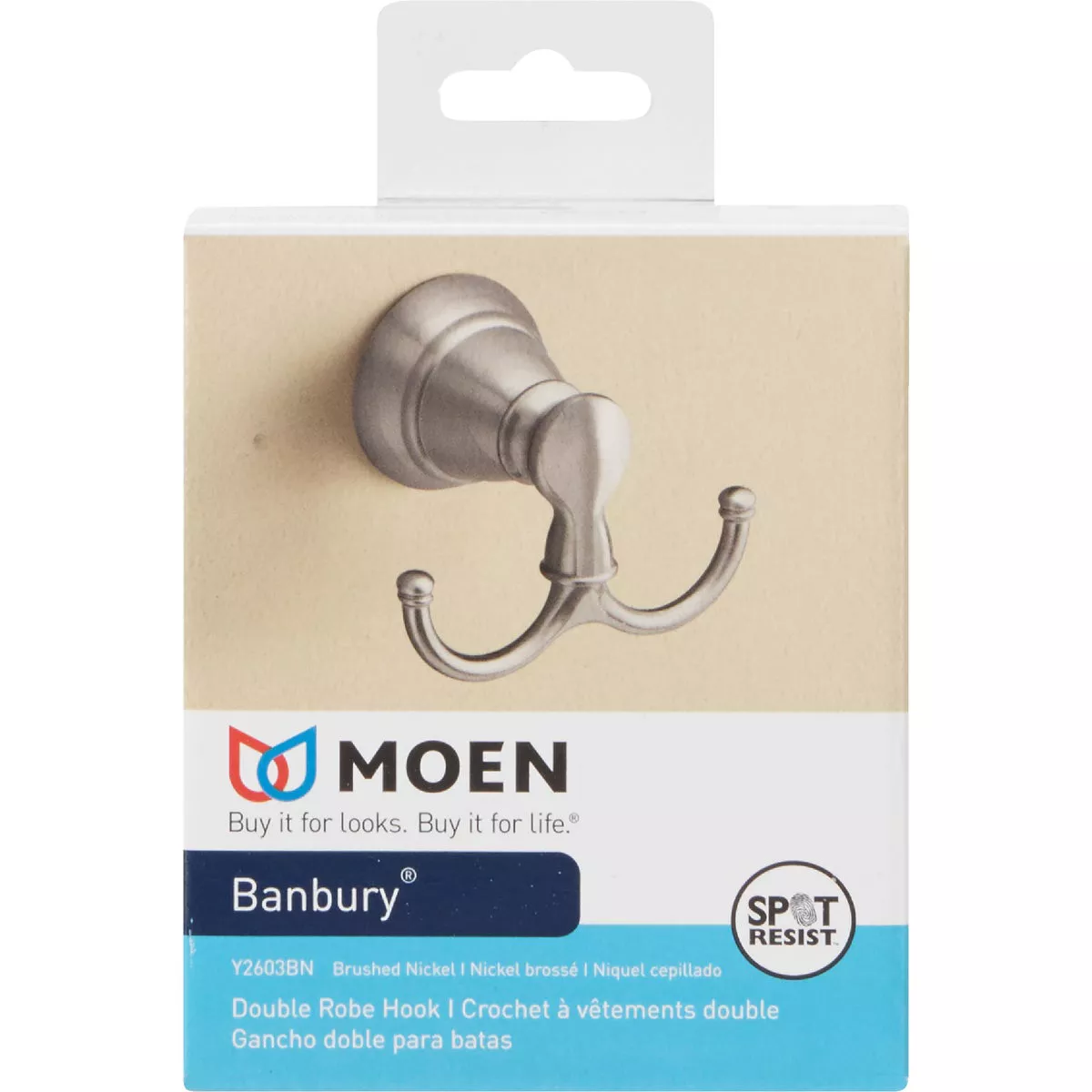 Moen Banbury Double Robe Hook, Brushed Nickel