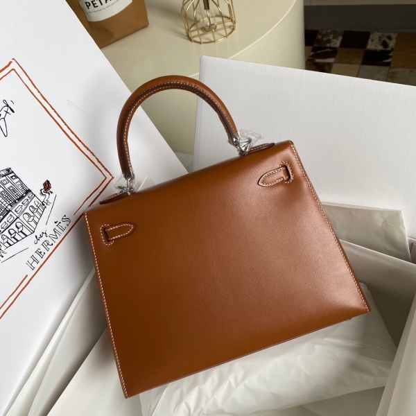 Hermès Kelly 25 Box Leather – Caramel Color1:1High-quality replica