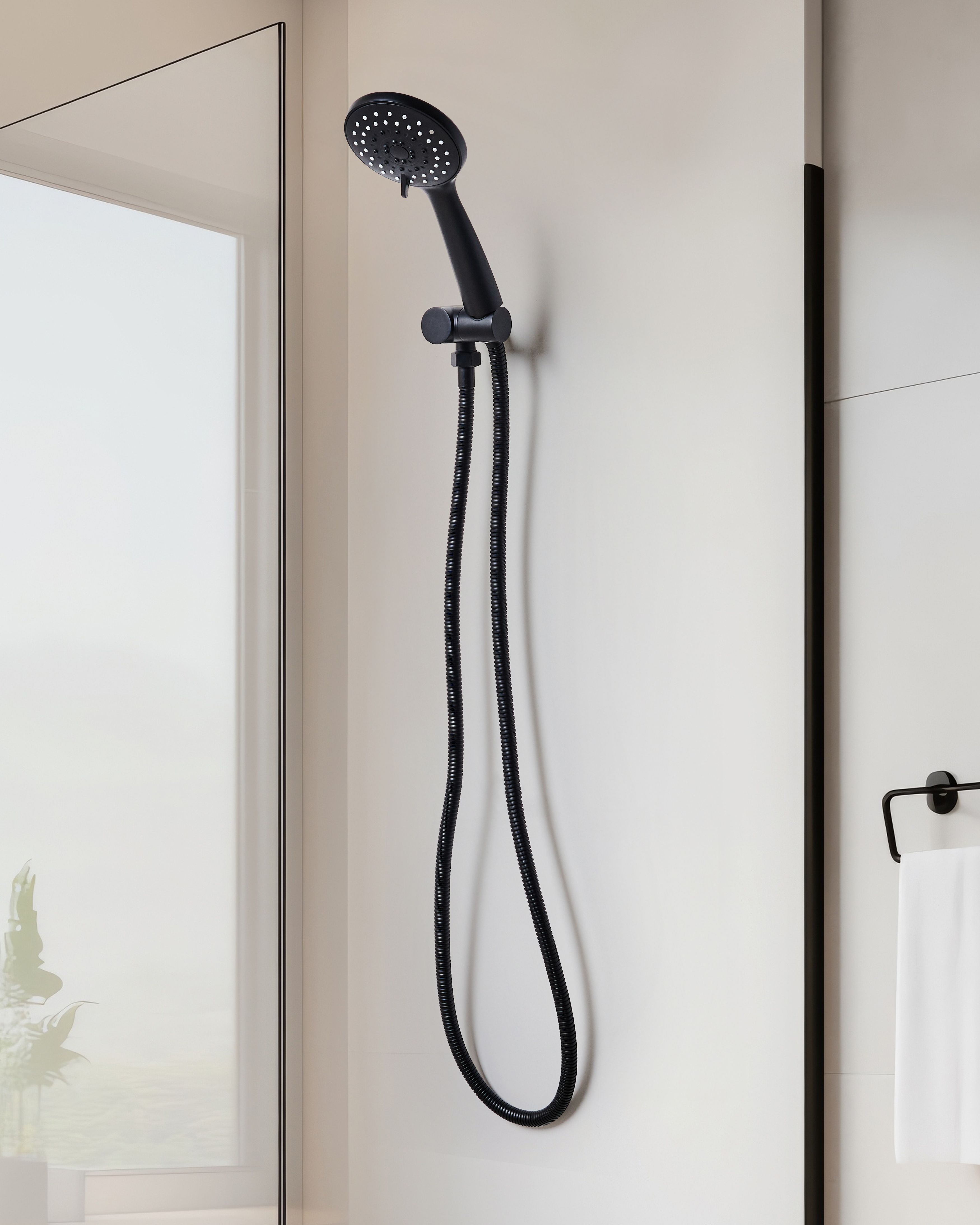 Shower Head and Hose Kit TAMUSHAL 3-function Black