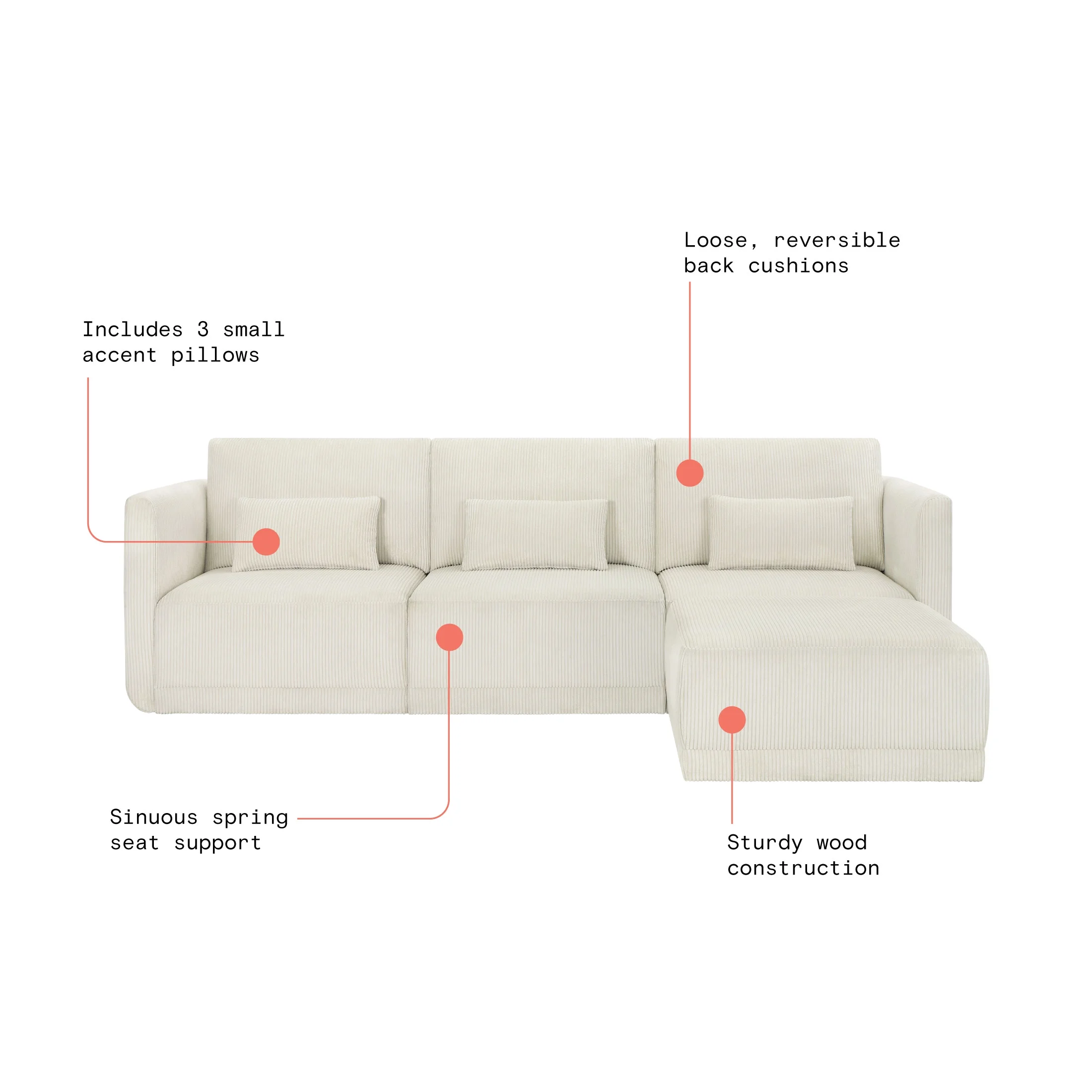 Beautiful Drew Modular Sectional Sofa with Ottoman by Drew Barrymore, Gray Fabric - Image 53