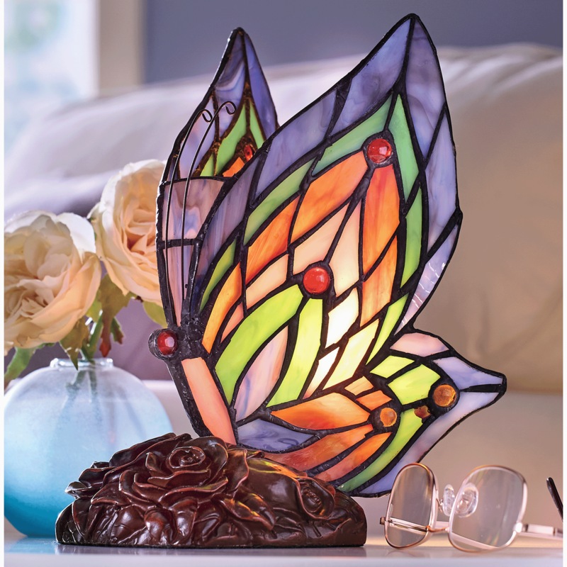 Stained Glass Butterfly Accent Lamp - MIDNIGHT VELVET CATALOG