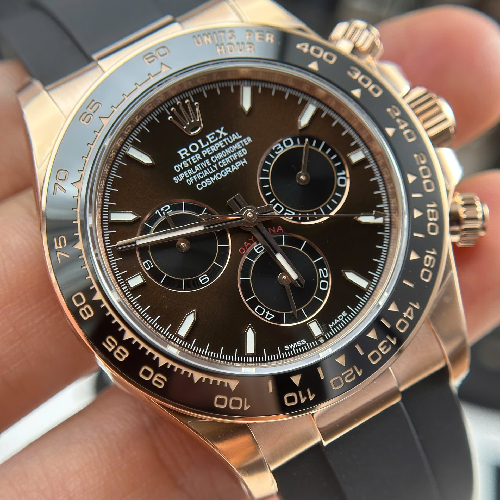 Rolex Cosmograph Daytona 126515 Fake Watches Chocolate Dial Rubber Strap THB Factory 40mm - Top club