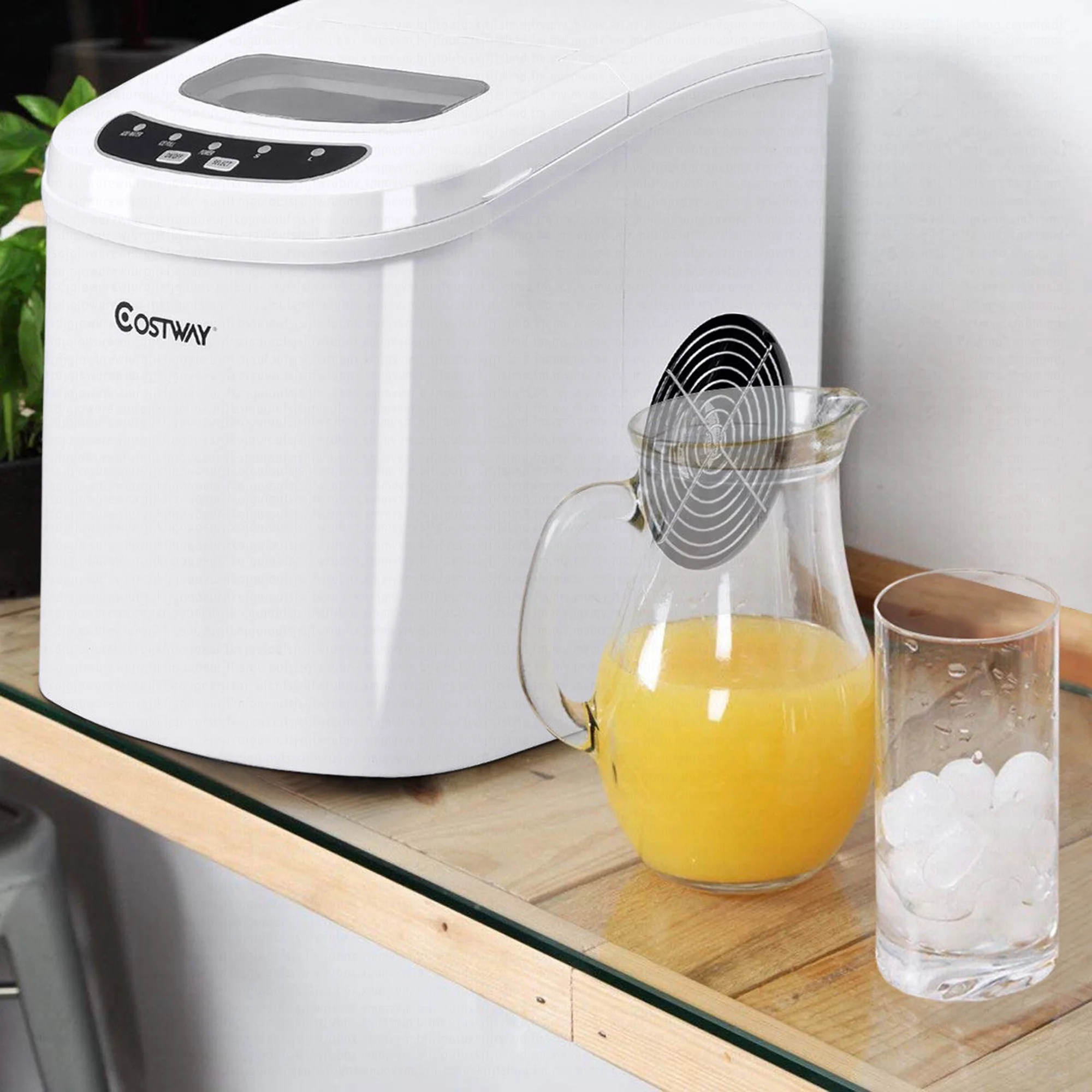 Costway Silver Portable Compact Electric Ice Maker Machine Mini Cube 26lb/Day - Image 48