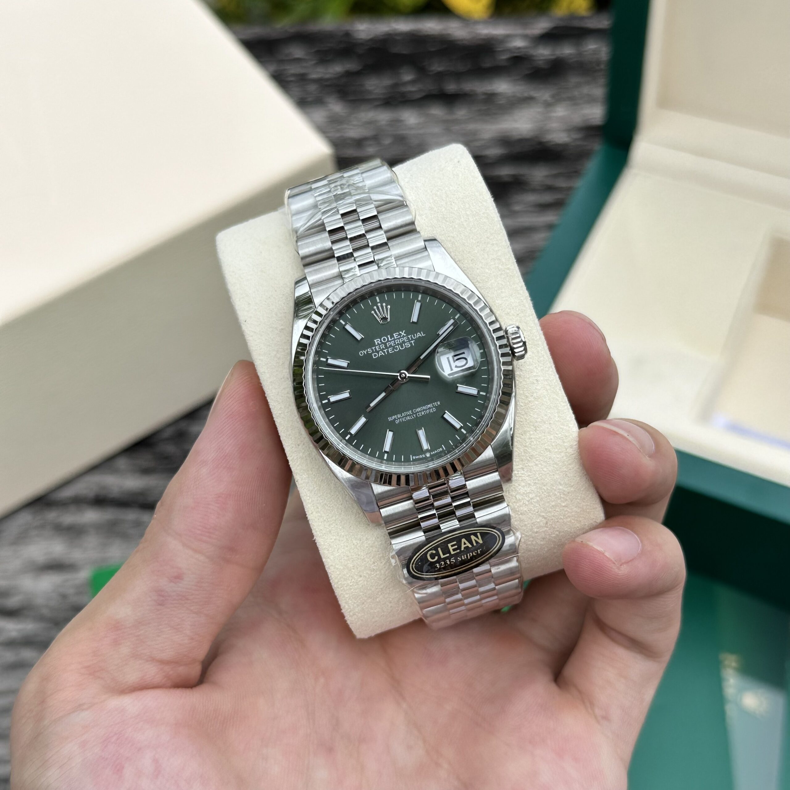Rolex DateJust 126234 Green Dial Jubilee Replica 1:1 Watch Factory Clean 36MM - Elite Watch Atelier