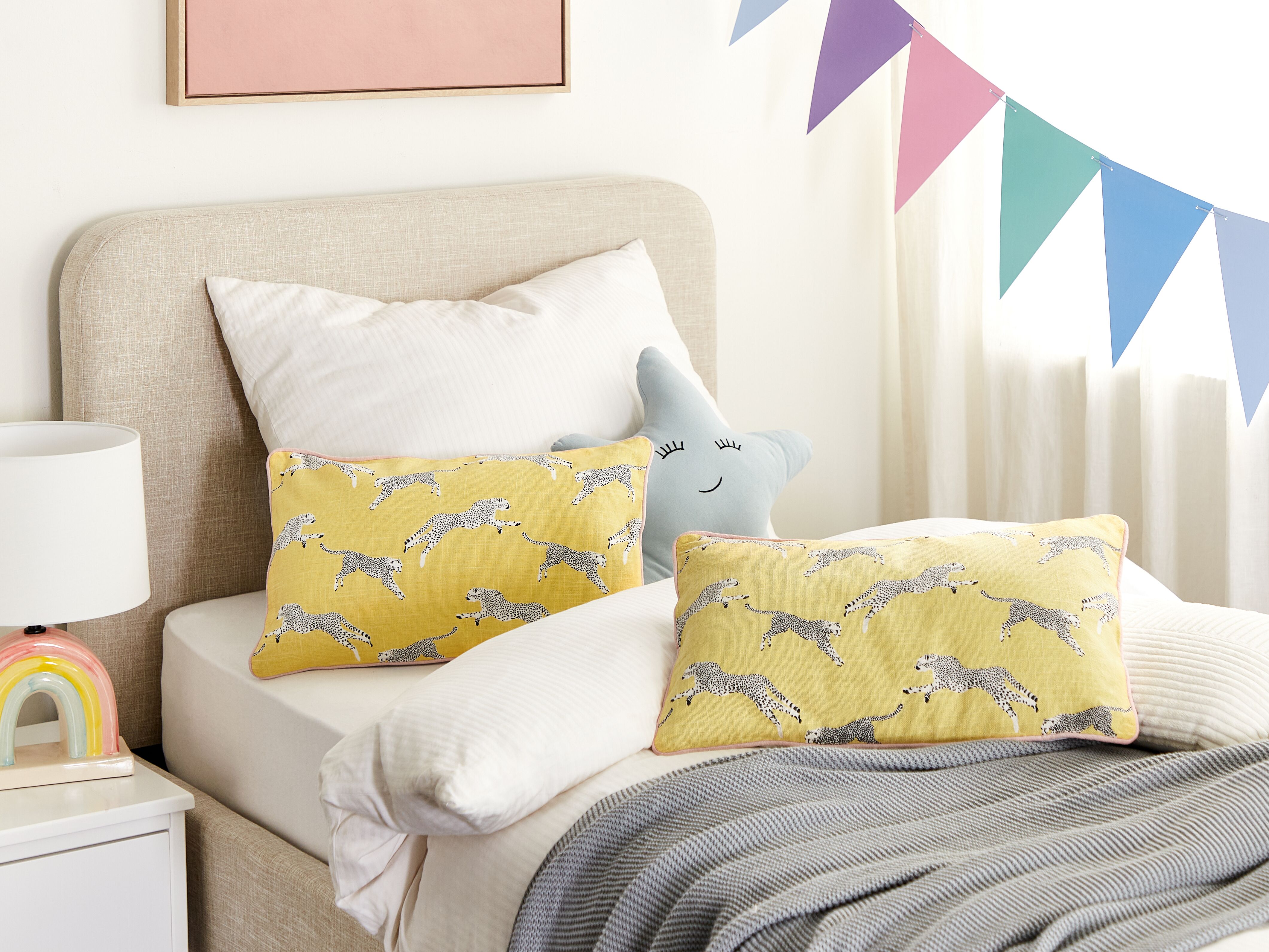 Set of 2 Decorative Cushions ARALES Cotton 30 x 50 cm Yellow