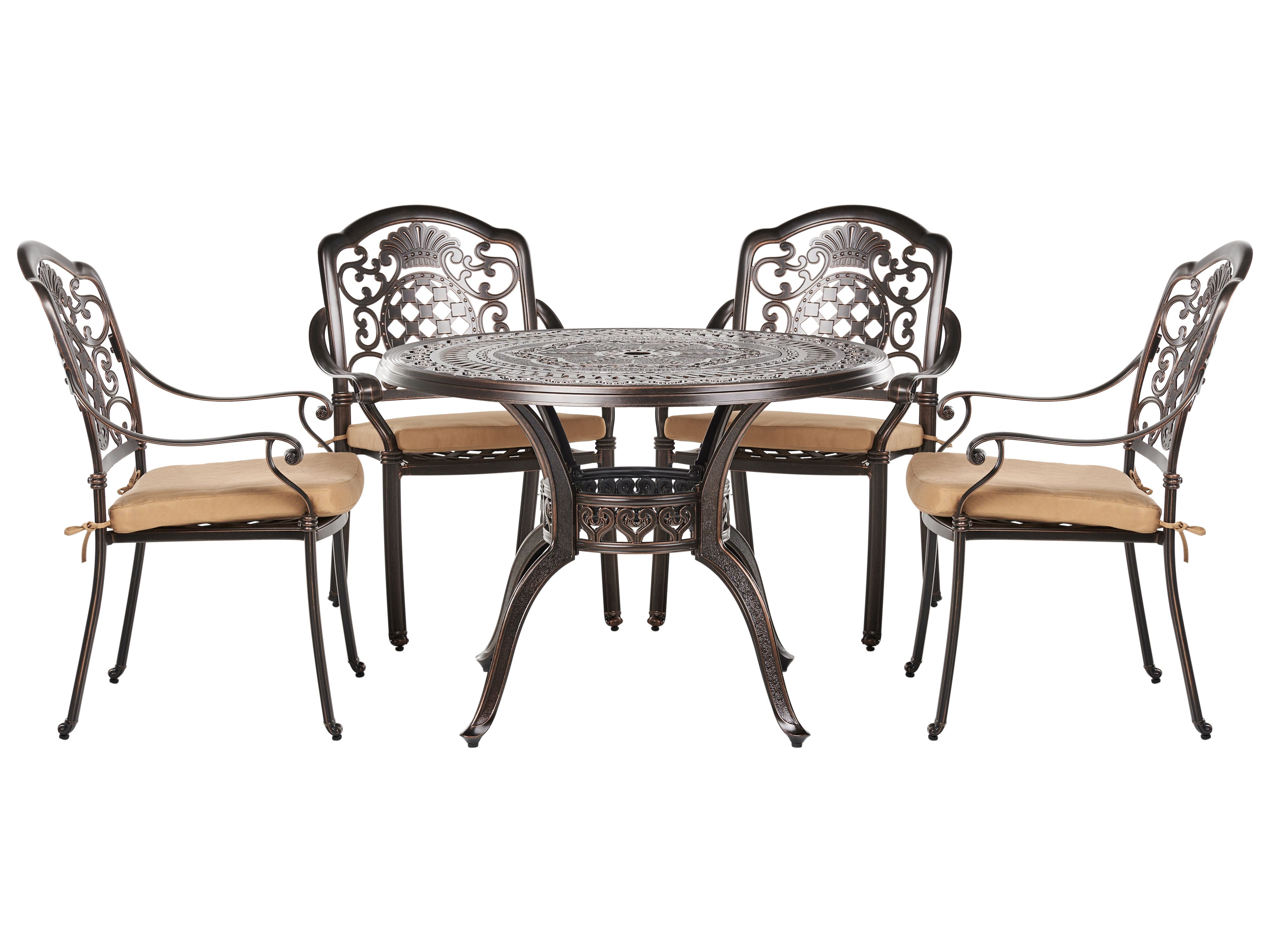 Garden Dining Set 4 Seater SALENTO with Cushions Metal Dark Brown