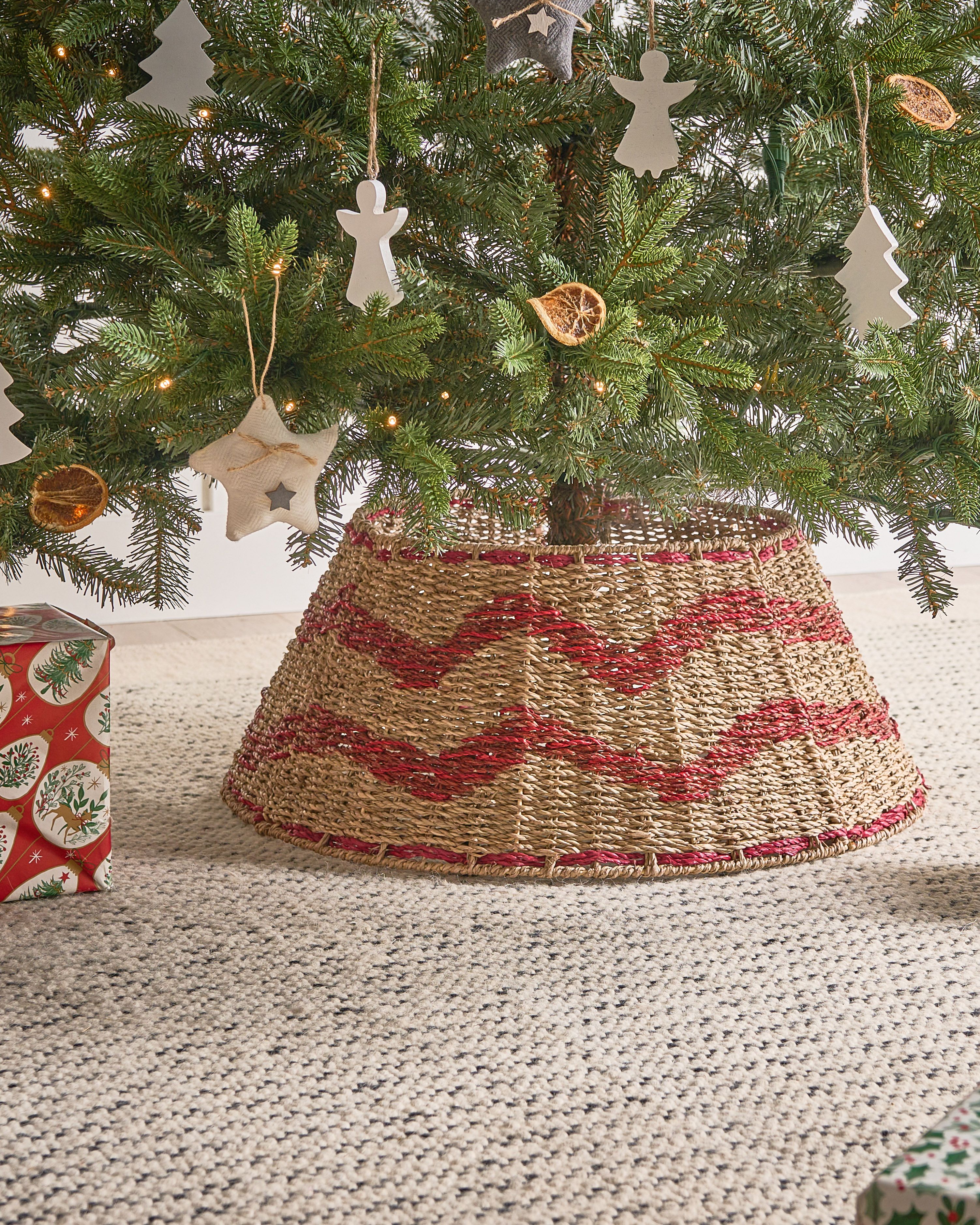 Christmas Tree Collar HIVER Seagrass Red 51 cm