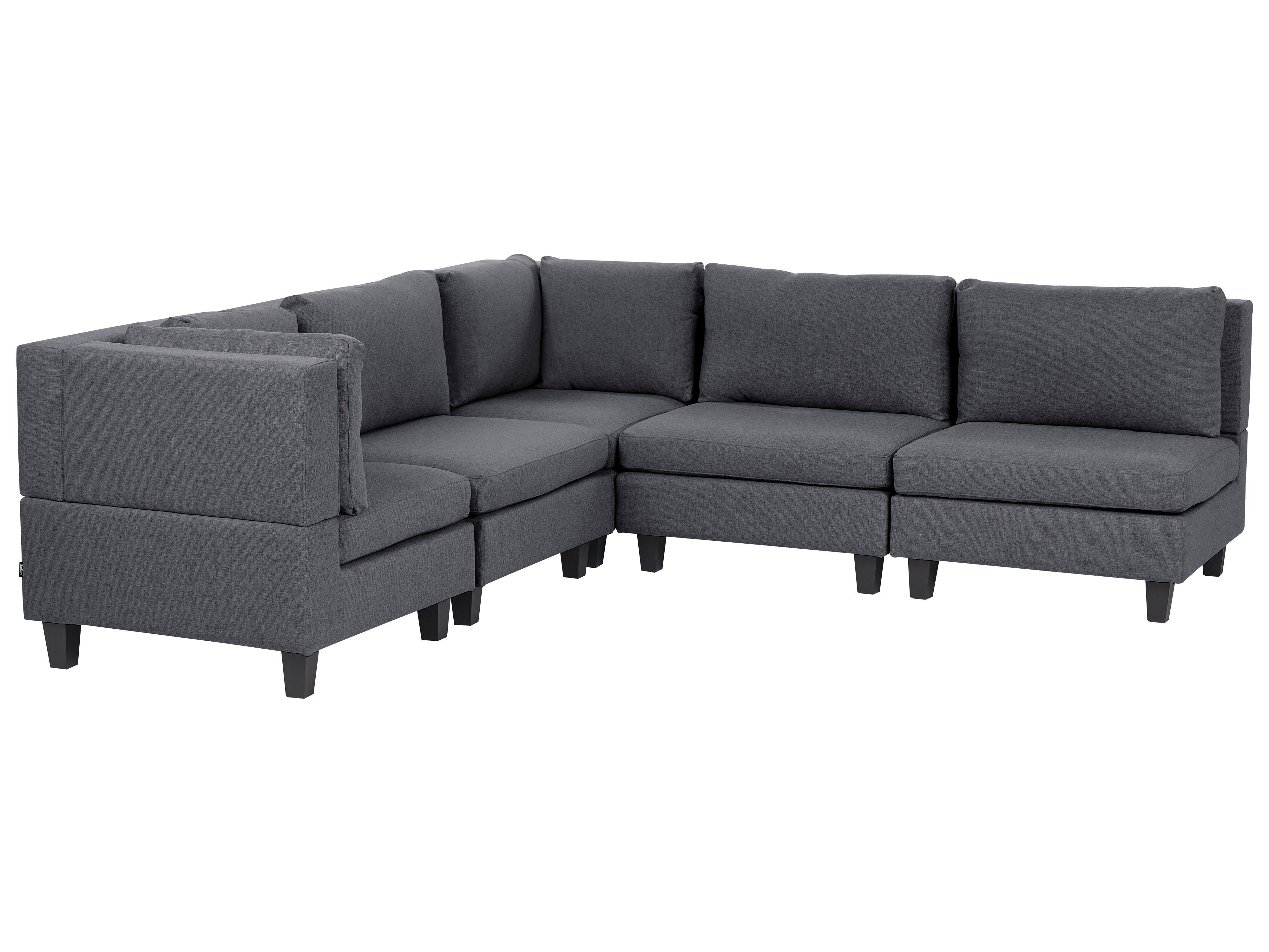 Modular Corner Sofa 5 Seater UNSTAD Fabric Dark Grey Right Hand