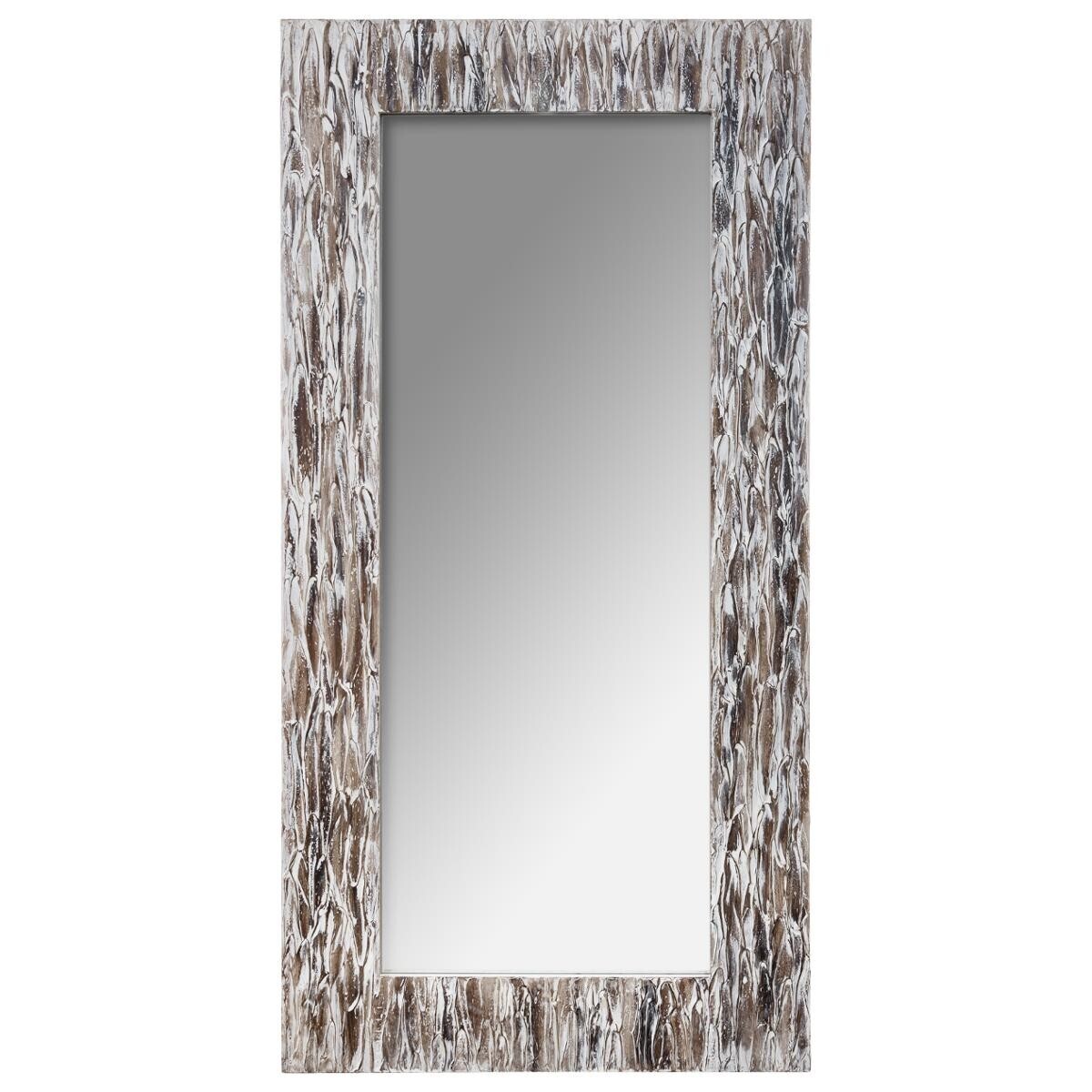Wooden mirror with relief "Leo" H.166 cm