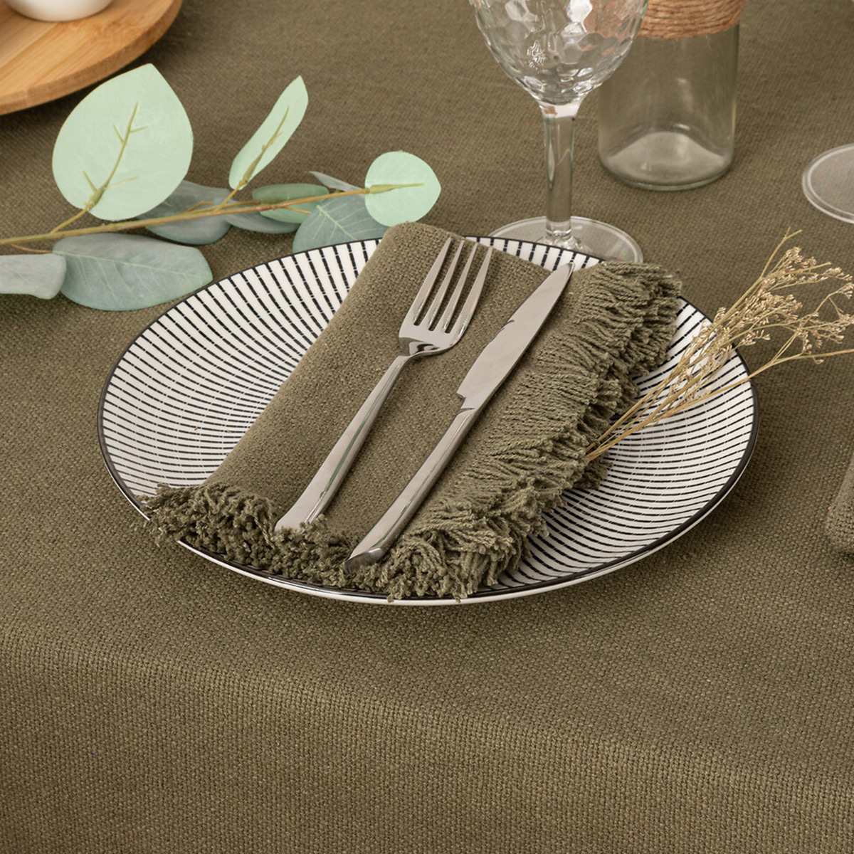 Set of 2 napkins "Maha" Khaki green, 40x40 cm