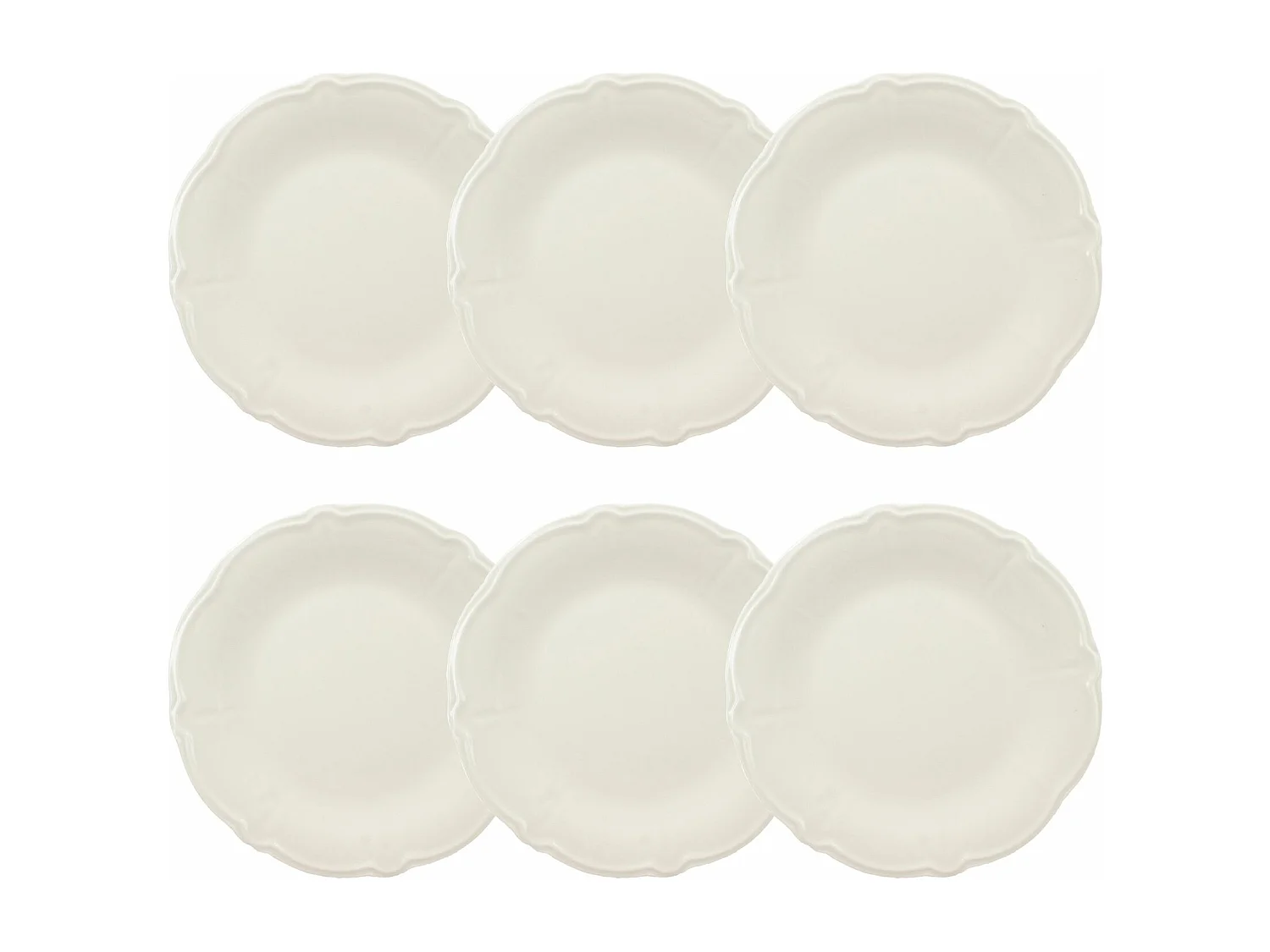 Novastyl - Lot 6 Assiettes Plates Charlotte 26cm En Grès Blanc